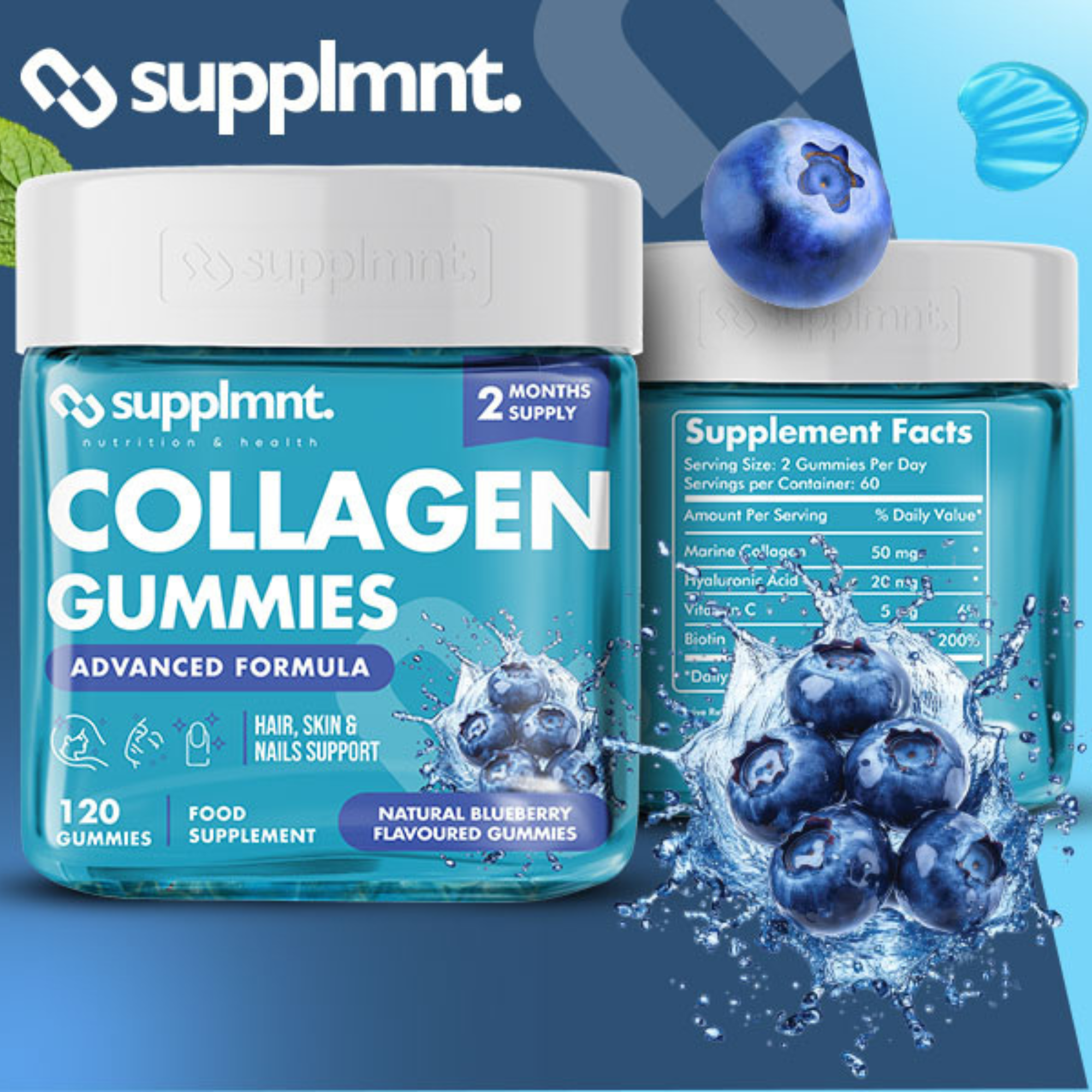Supplmnt. Marine Collagen Blueberry Gummies 60 Days