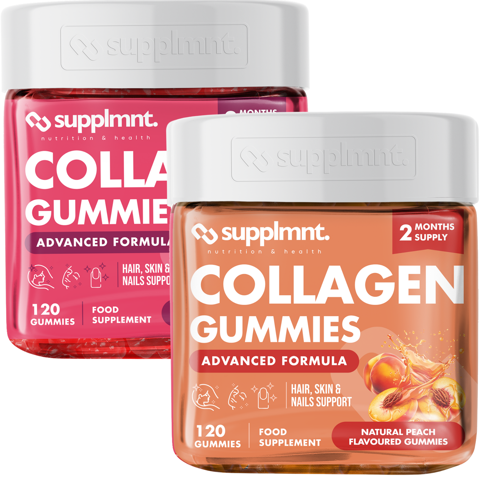 Supplmnt. Marine Collagen Peach & Strawberry Gummies 120 Days - supplmnt