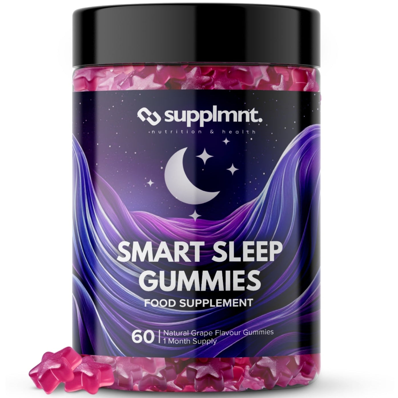 Sleep Gummies | Formulated with Valerian Root and Griffonia Seed Extract | 60 Natural Grape Flavour Gummies, 1 Month Supply - supplmnt