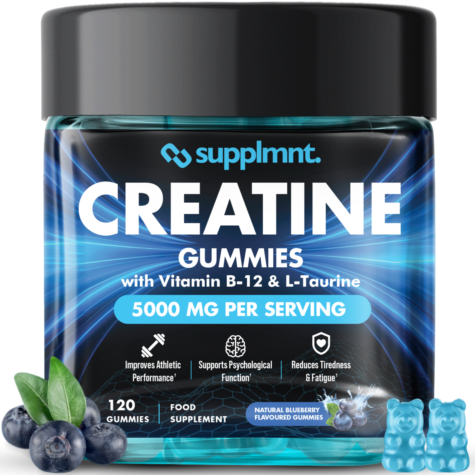 Supplmnt. Creatine B12 L-Taurine Blueberry Gummies 30 Days