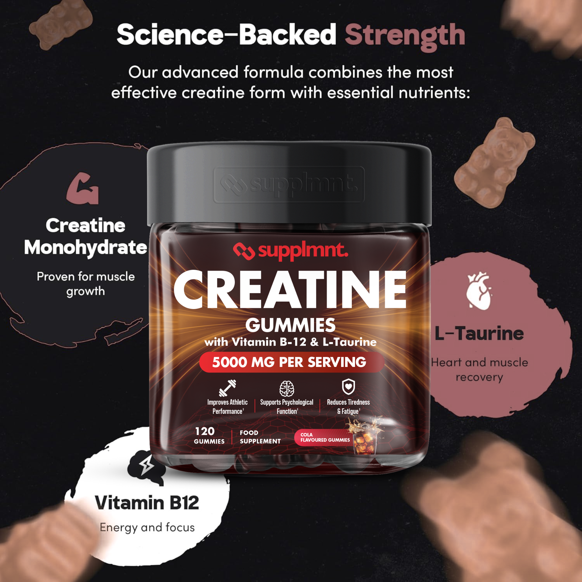 Supplmnt. Creatine 2 X Cola Gummies 60 Days