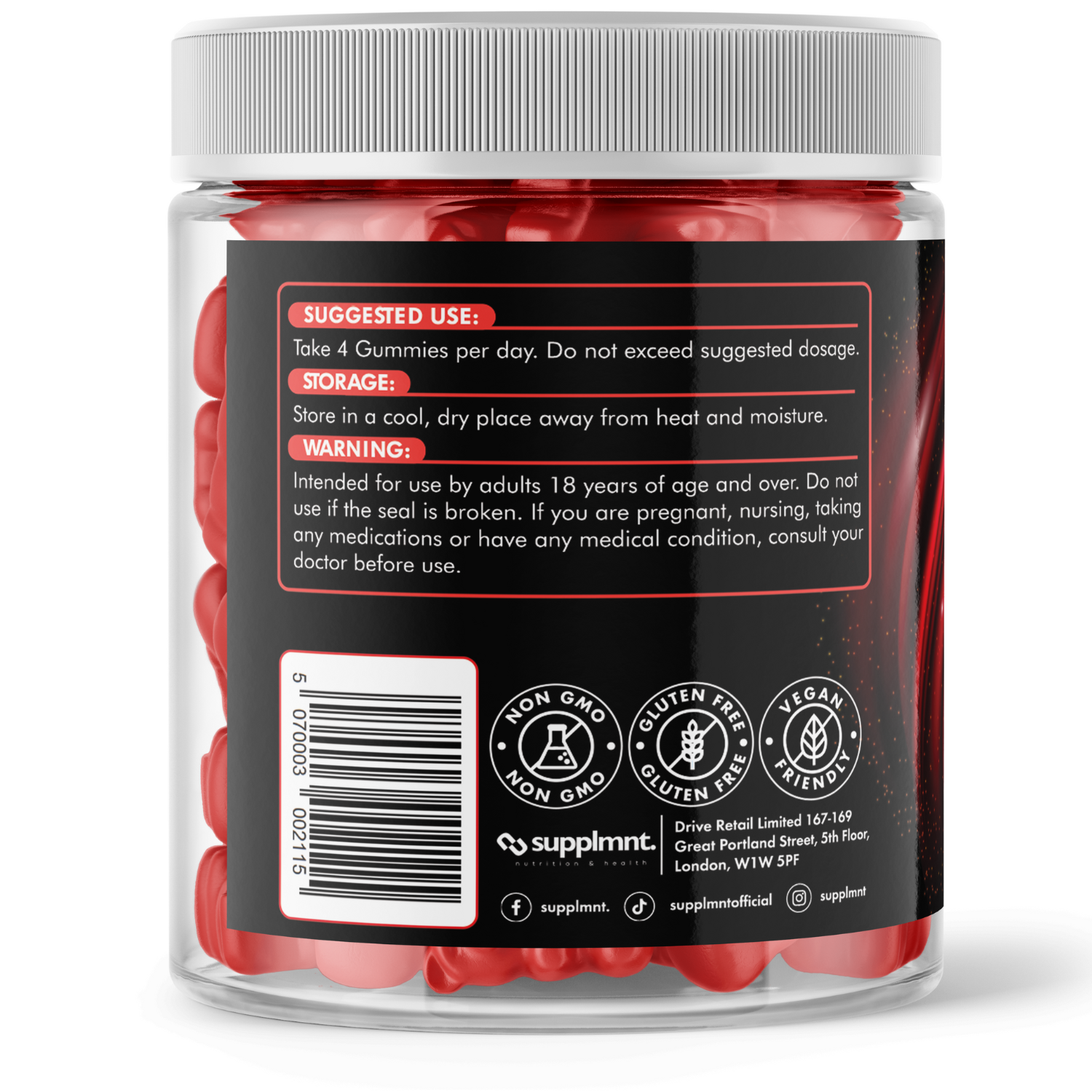 Creatine Gummies 5000mg Plus Magnesium Strawberry Flavour 1 Month Supply - supplmnt