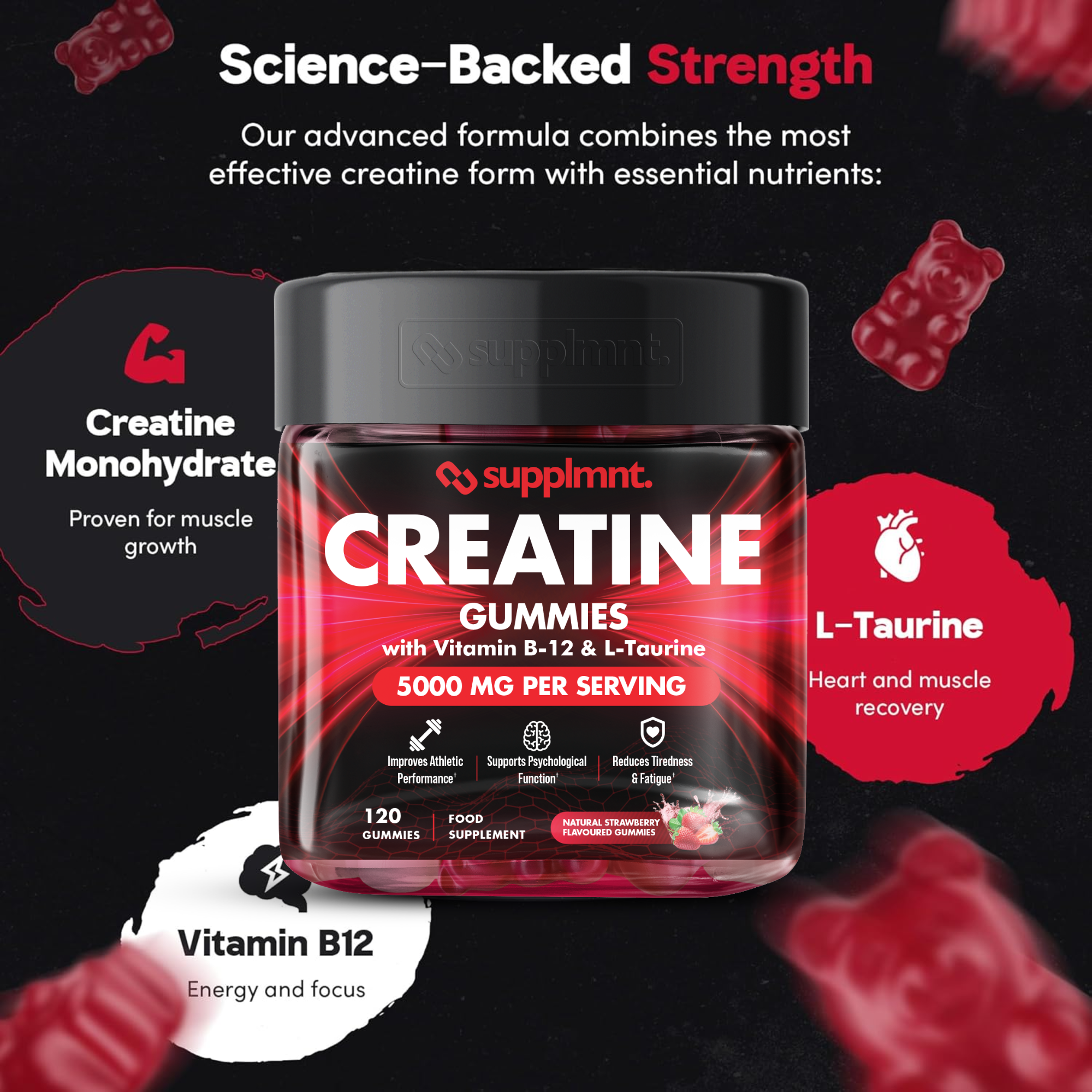 Supplmnt. Creatine 1 x Cola 1 x Strawberry Gummies 60 Days
