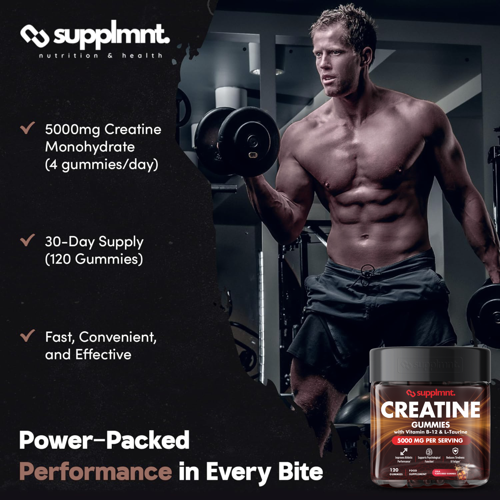 Supplmnt. Creatine 2 X Cola Gummies 60 Days