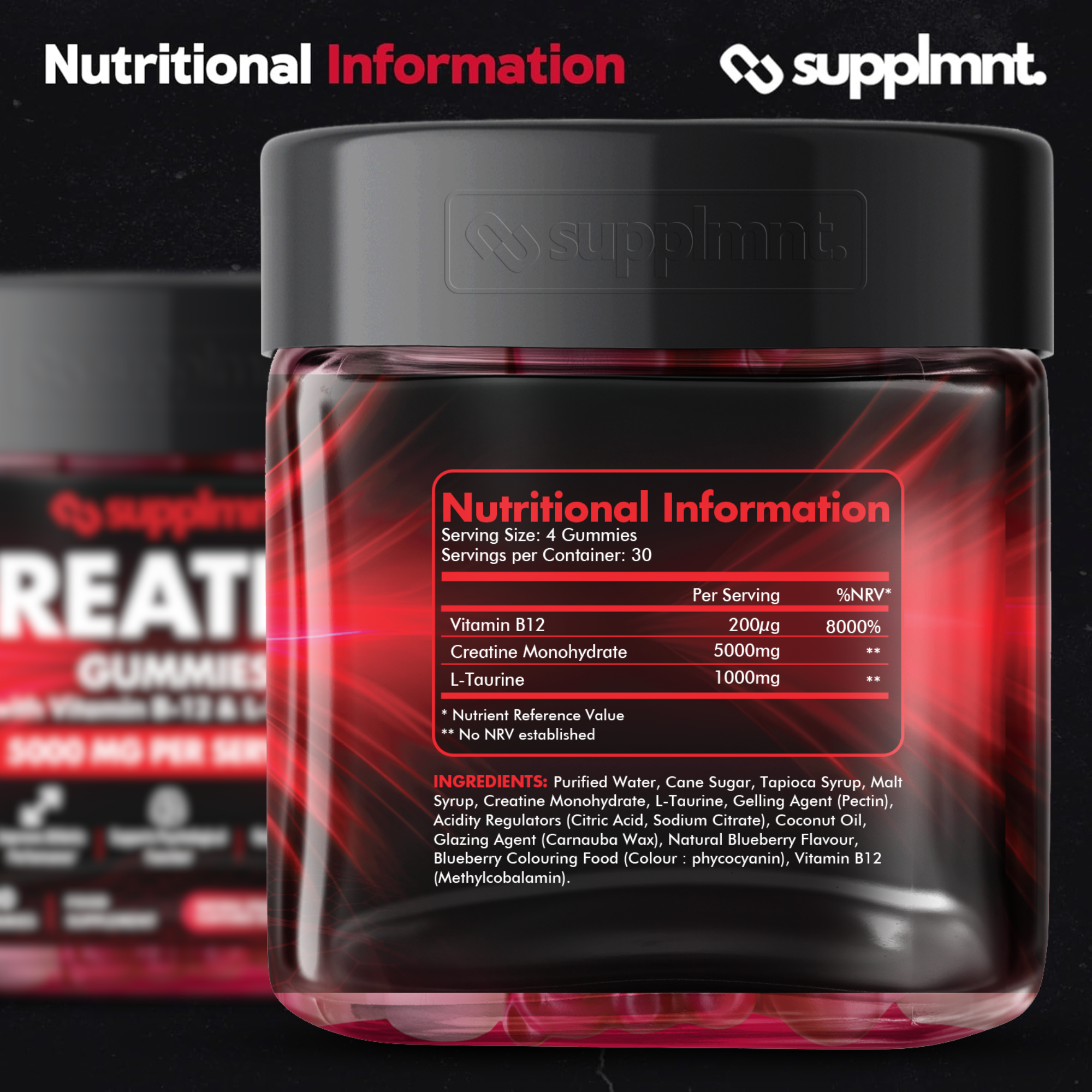 Supplmnt. Creatine 1 x Cola 1 x Strawberry Gummies 60 Days
