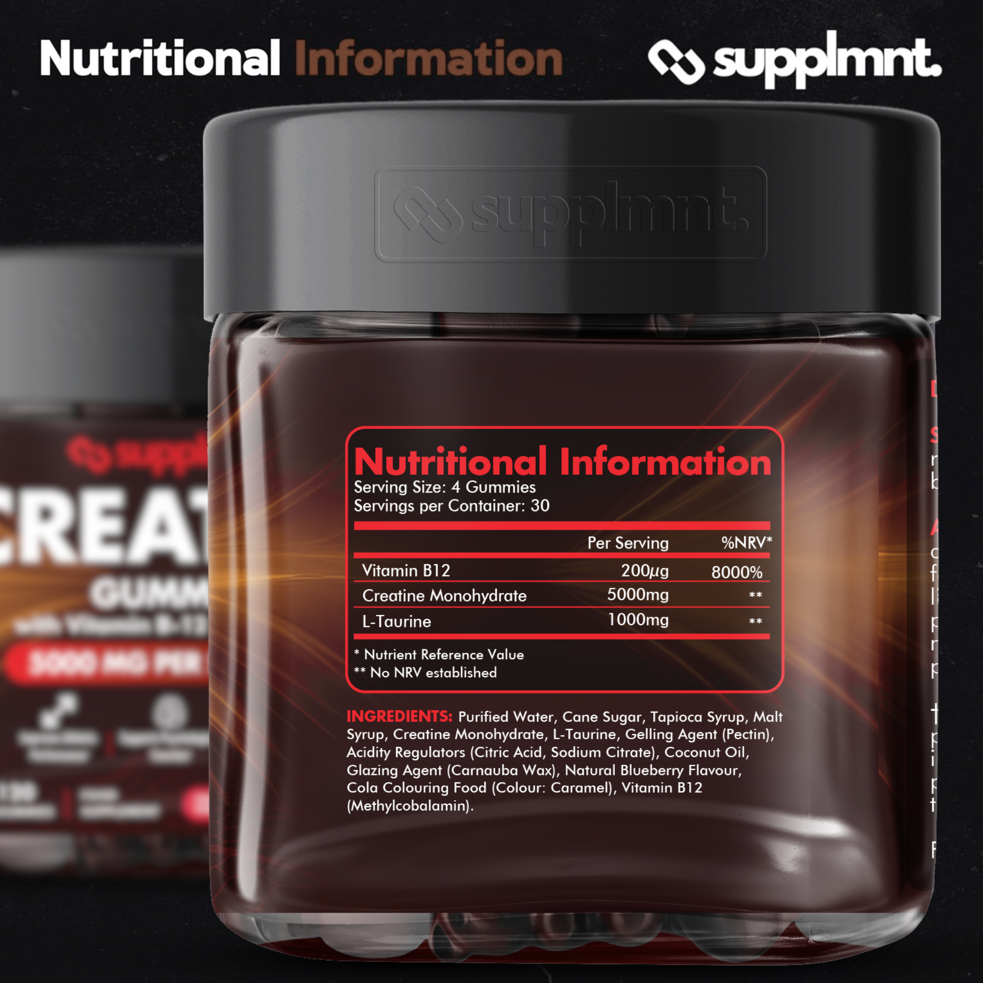 Supplmnt. Creatine 1 x Cola 1 x Strawberry Gummies 60 Days