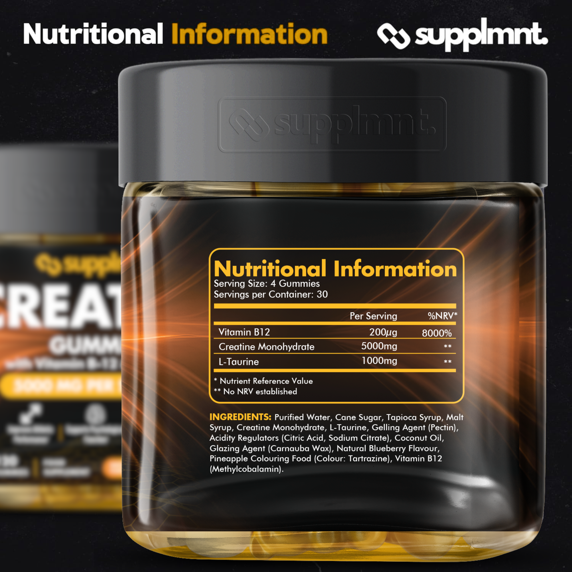 Supplmnt. Creatine Blueberry and Pineapple Gummies 60 Days