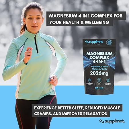 Magnesium Glycinate 4-in-1 Complex - 2026mg Supplements as Bisglycinate, Citrate, Malate & Oxide 90 Vegan Capsules, Triple High Absorption 449mg Elemental, UK Made - supplmnt