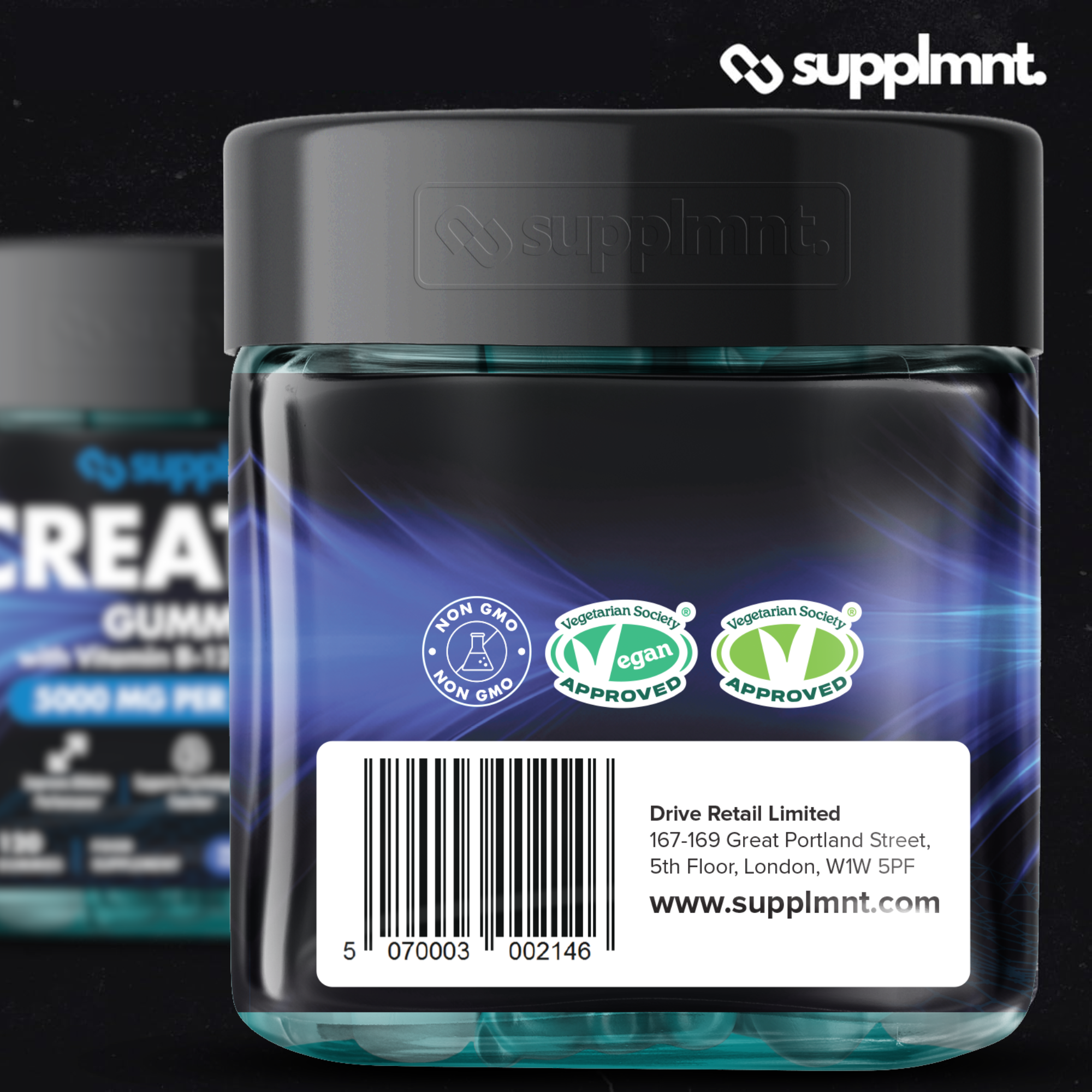 Supplmnt. Creatine  B12 L-Taurine Blue Raspberry Gummies 60 Days