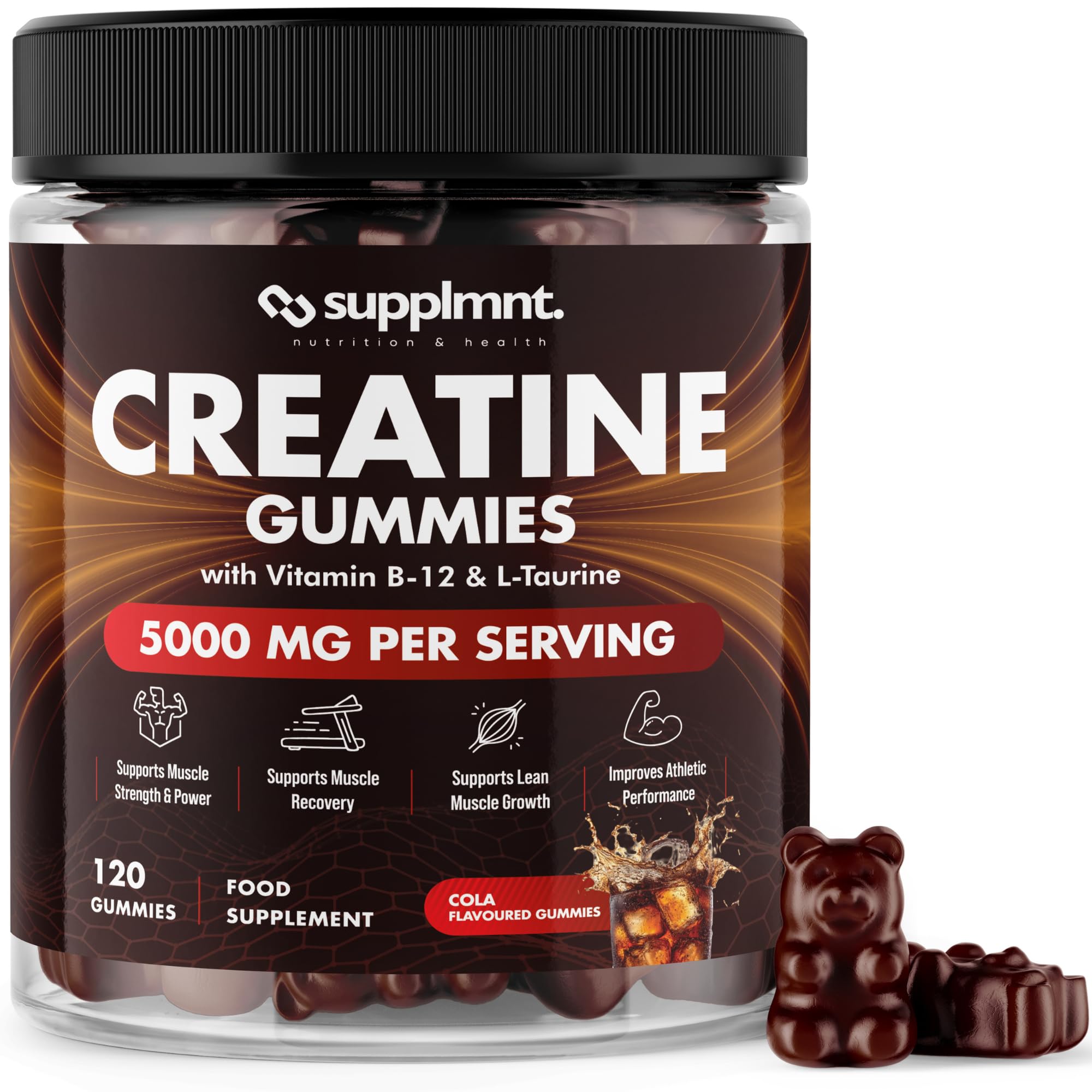 Creatine Gummies 5000mg Plus B12 and L-Taurine Cola Flavour 1 Month Supply - supplmnt