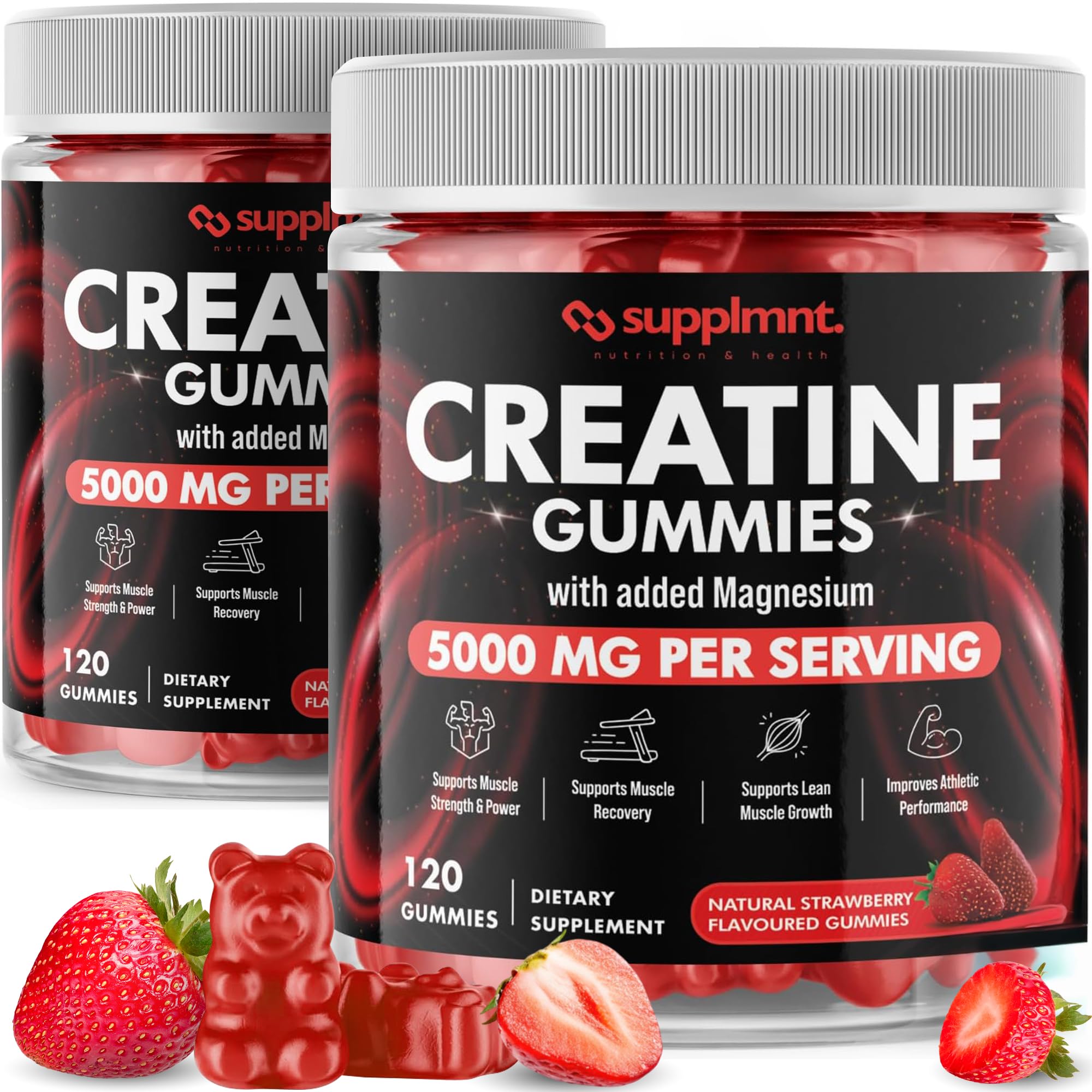 Supplmnt. Creatine Magnesium Strawberry Gummies 60 Days