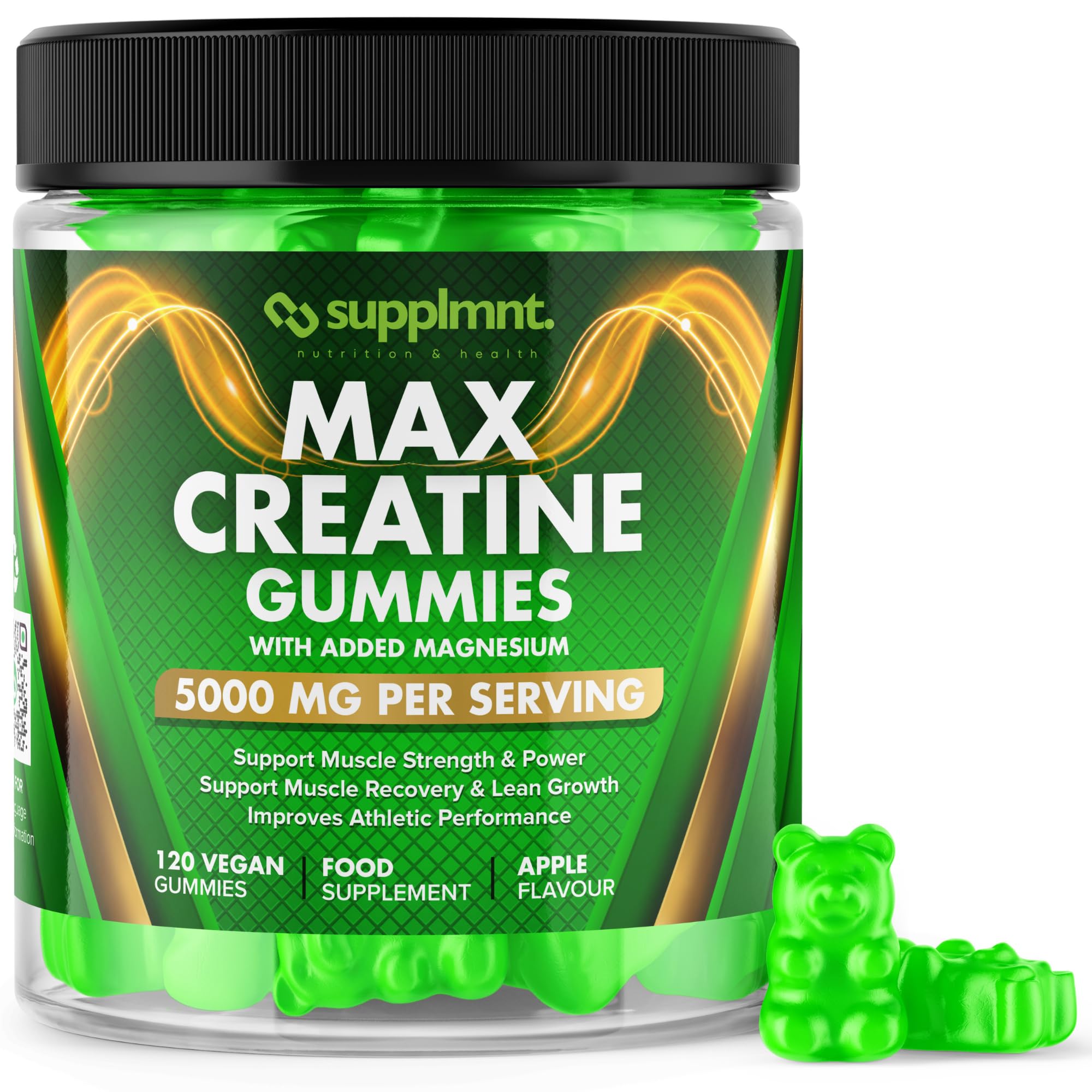 Creatine Gummies 5000mg Plus Magnesium Apple Flavour 1 Month Supply - supplmnt