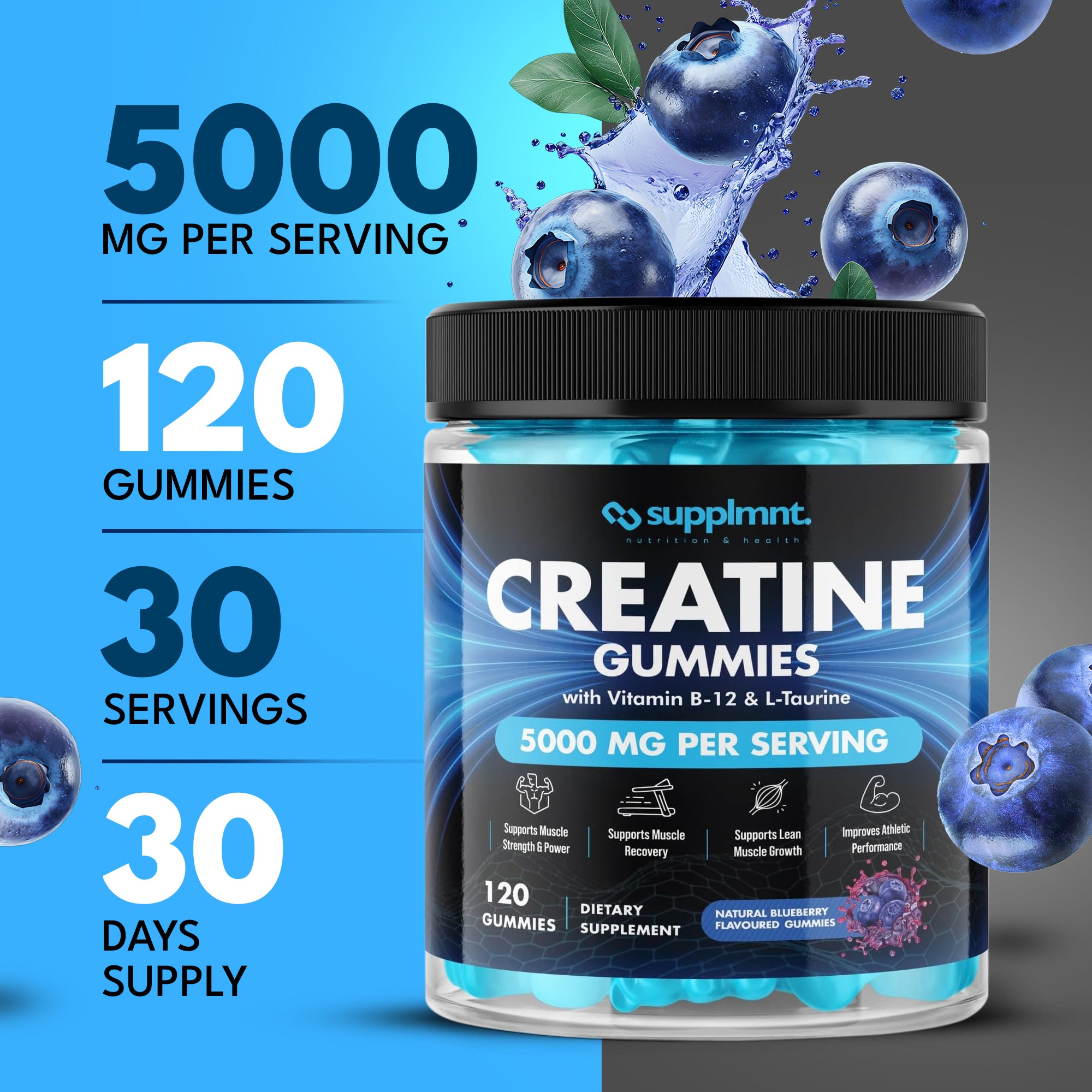 Creatine Bundle - 2 x Creatine Blueberry Gummies with B12 & L-Taurine - supplmnt