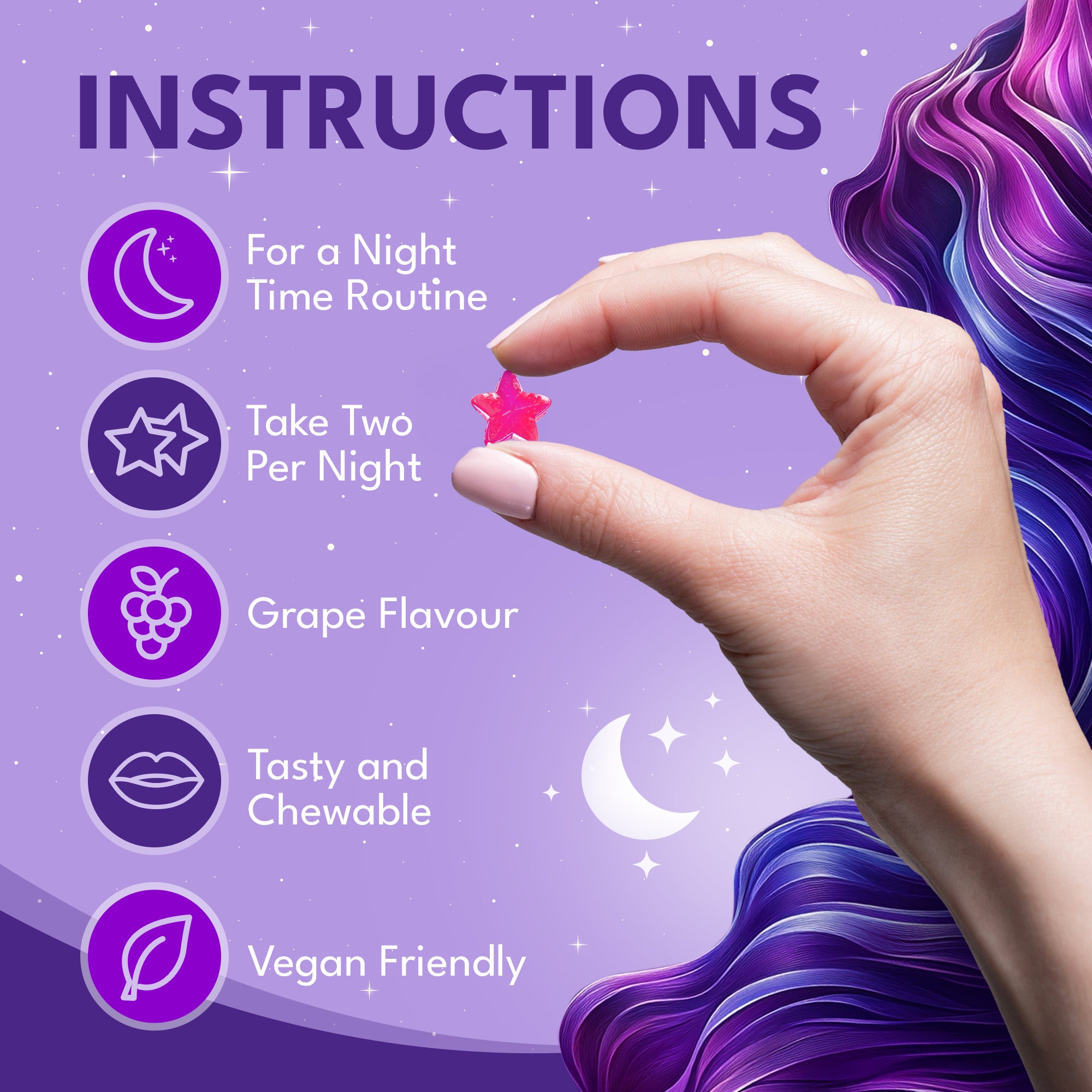 Sleep Gummies | Formulated with Valerian Root and Griffonia Seed Extract | 60 Natural Grape Flavour Gummies, 1 Month Supply - supplmnt