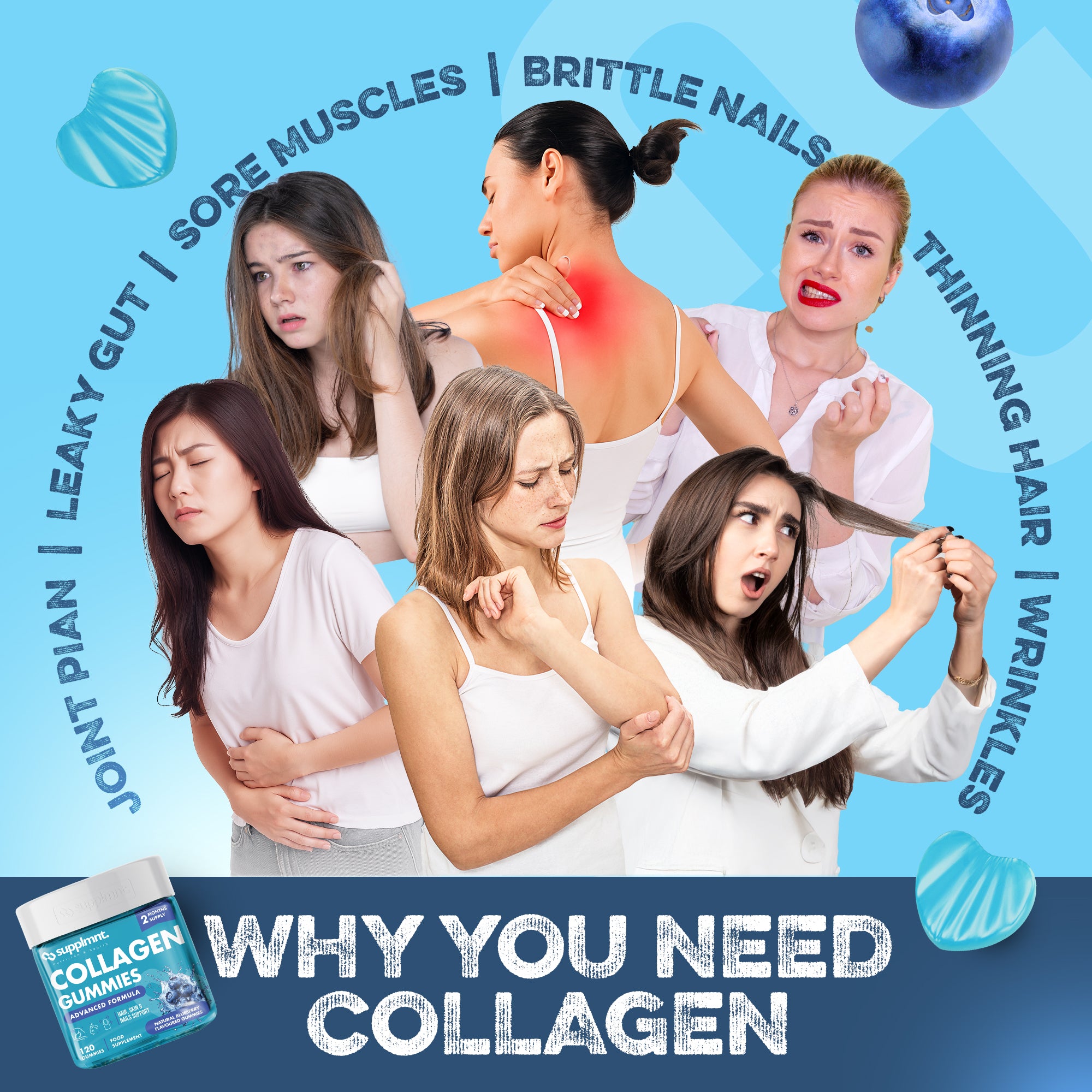 Supplmnt. Marine Collagen Blueberry Gummies 60 Days