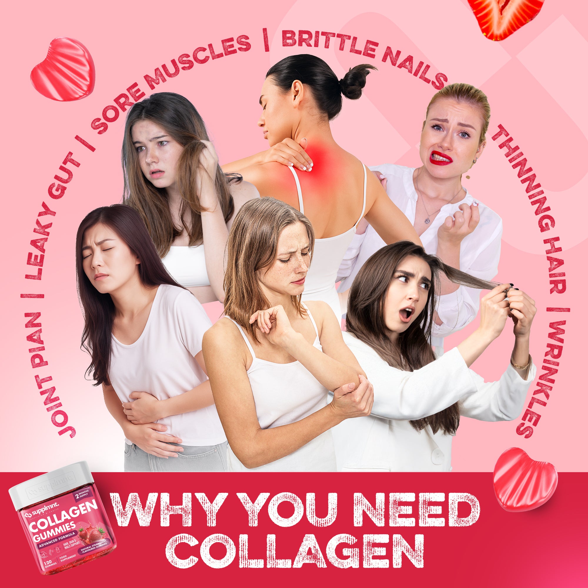 Supplmnt. Marine Collagen Strawberry Gummies 120 Days