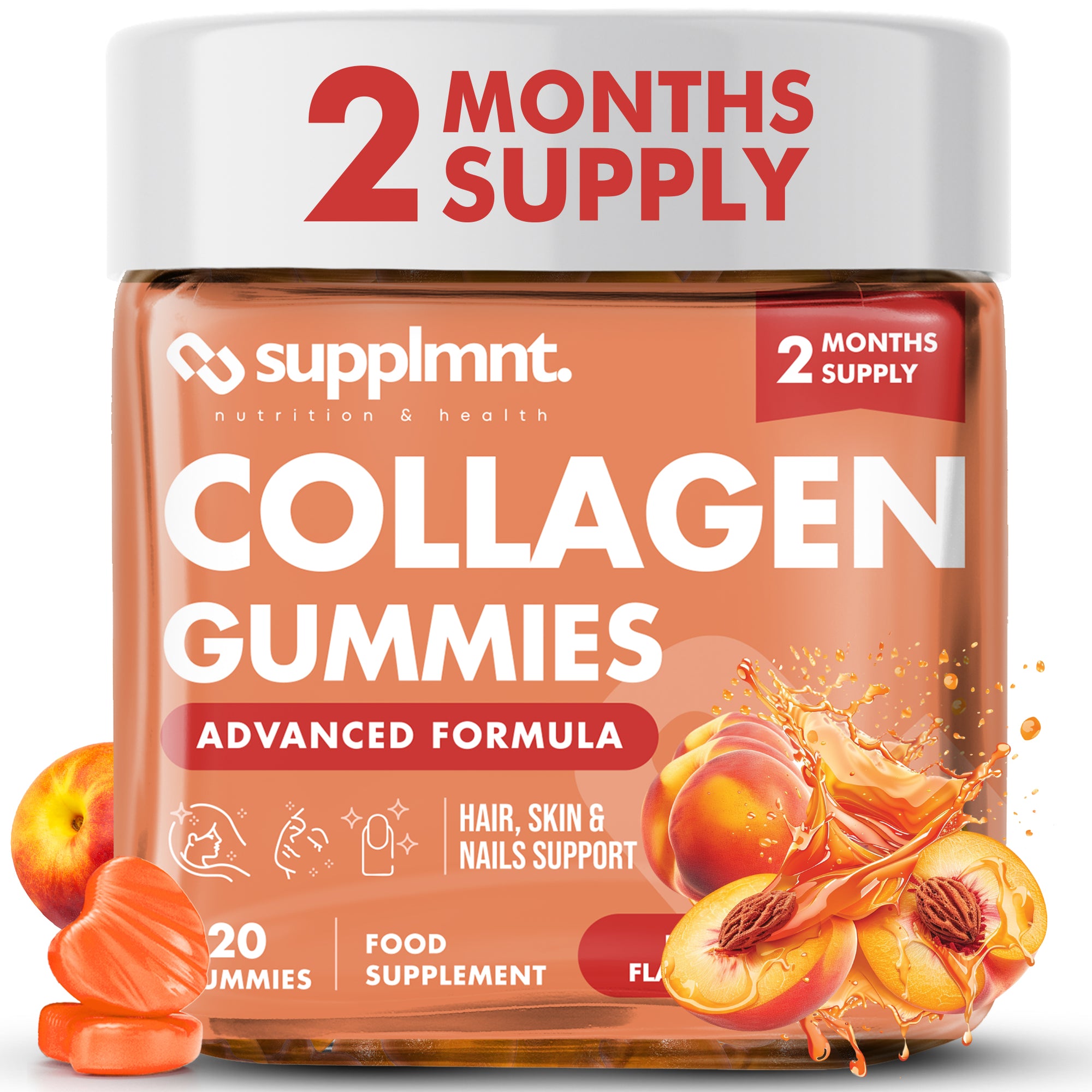 Supplmnt. Marine Collagen Peach Gummies 60 Days
