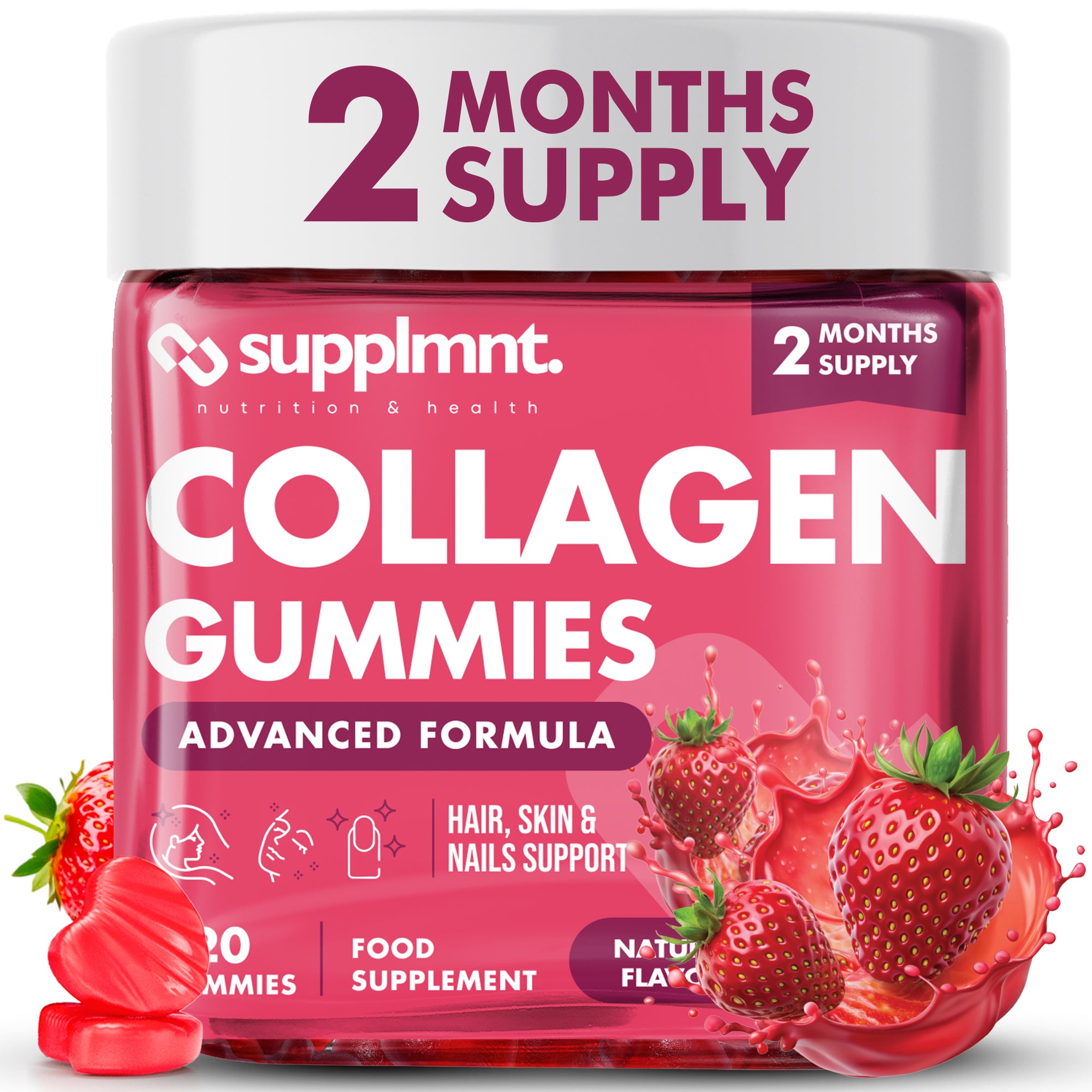 Supplmnt. Marine Collagen Strawberry Gummies 60 Days