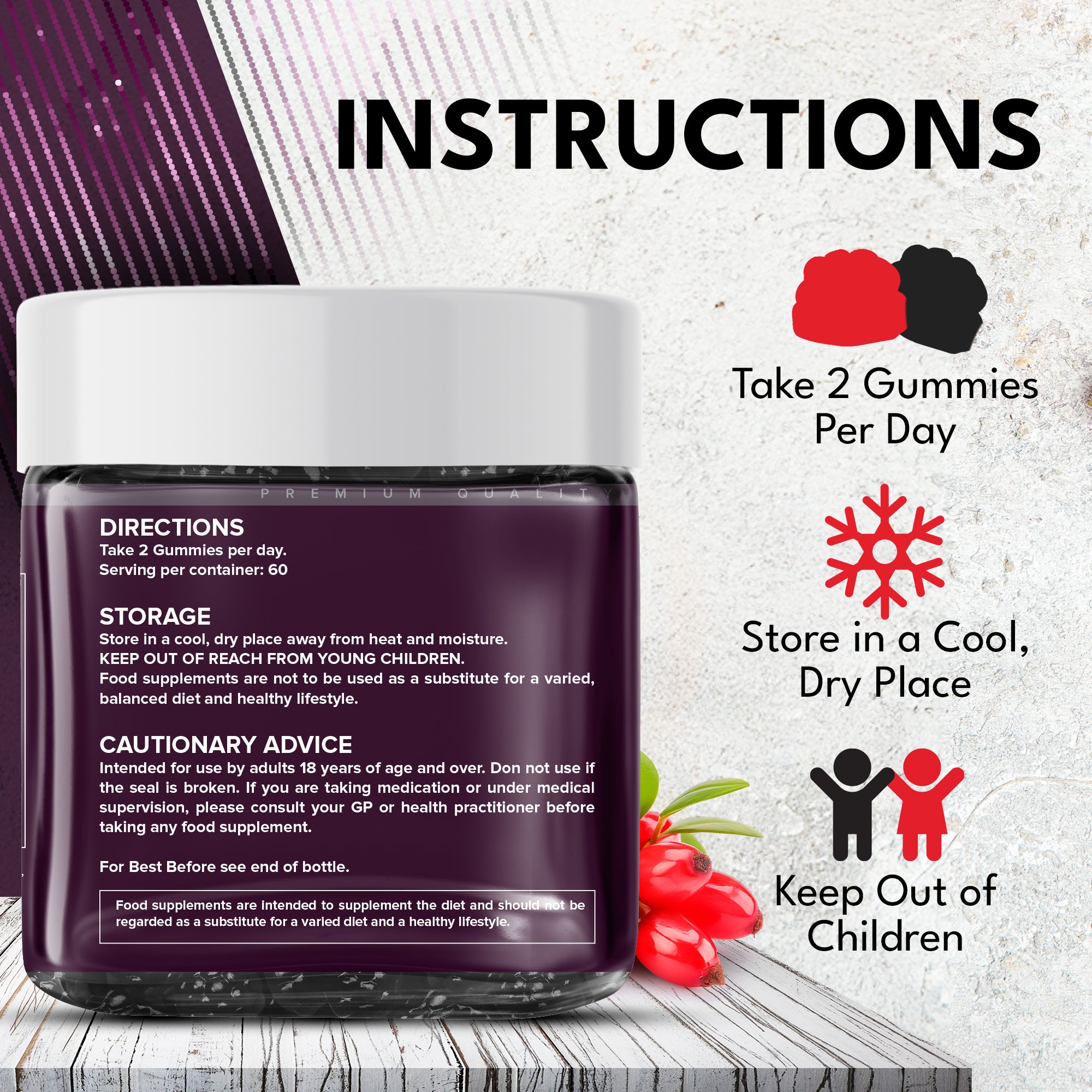 Berberine Gummies - 120-Day Supply, 1500mg Berberine with 1000mg Ceylon Cinnamon, 2.4mg Vitamin B12 & 400mg Magnesium Glycinate - Powerful Metabolism & Immune Support Supplement - BlackBerry Flavour - supplmnt