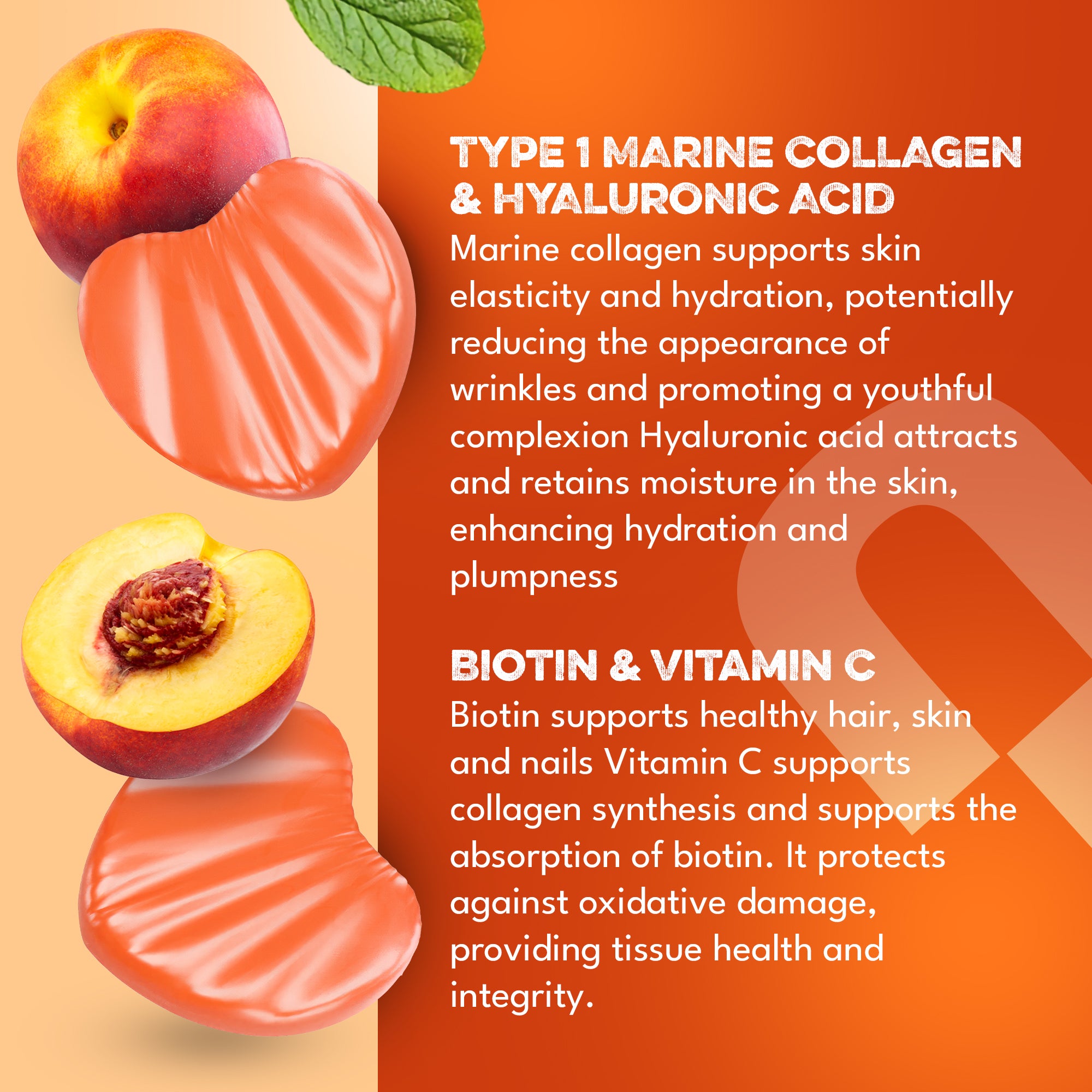 Supplmnt. Marine Collagen Peach Gummies 120 Days