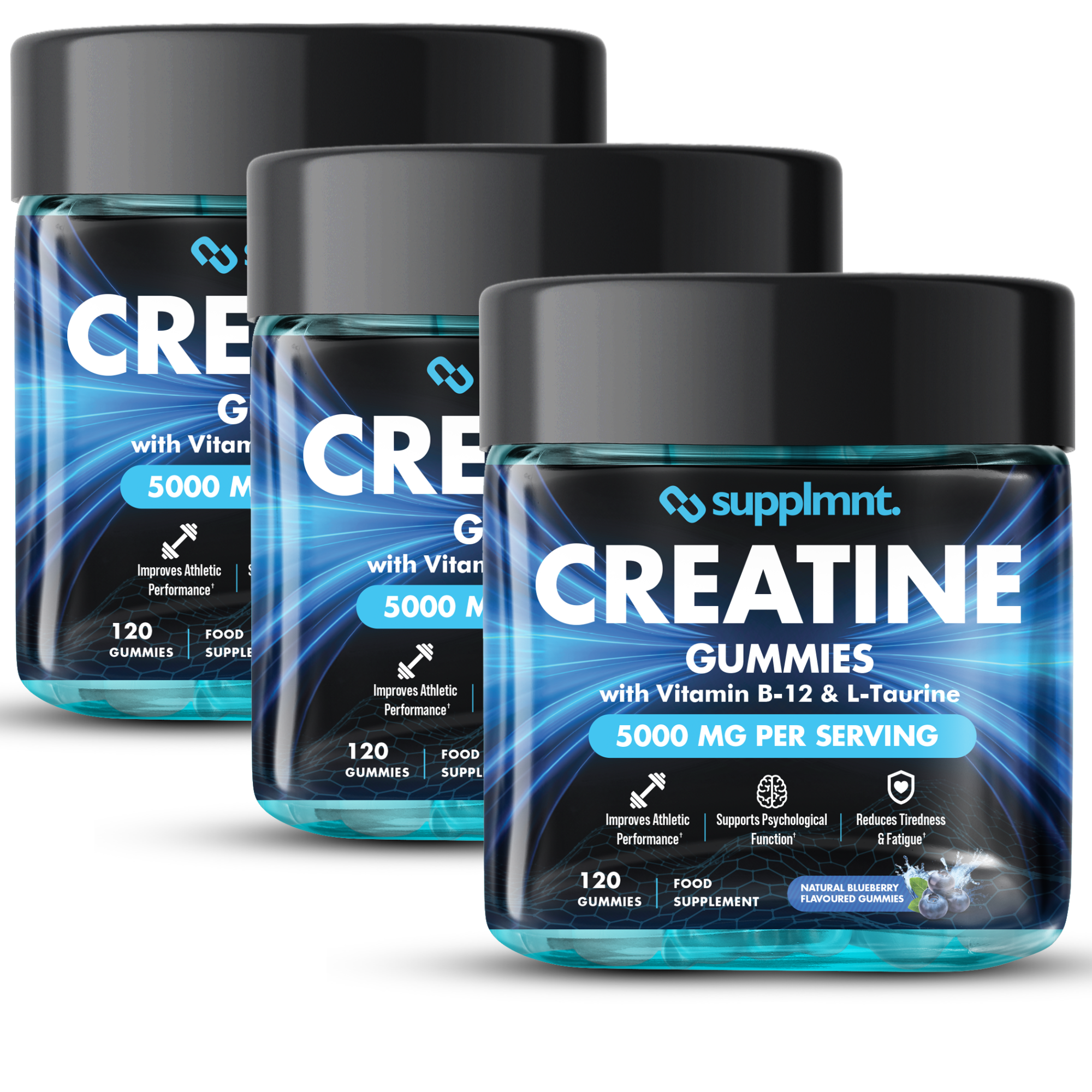 Supplmnt. 3 x Creatine Blueberry Gummies 90 Days