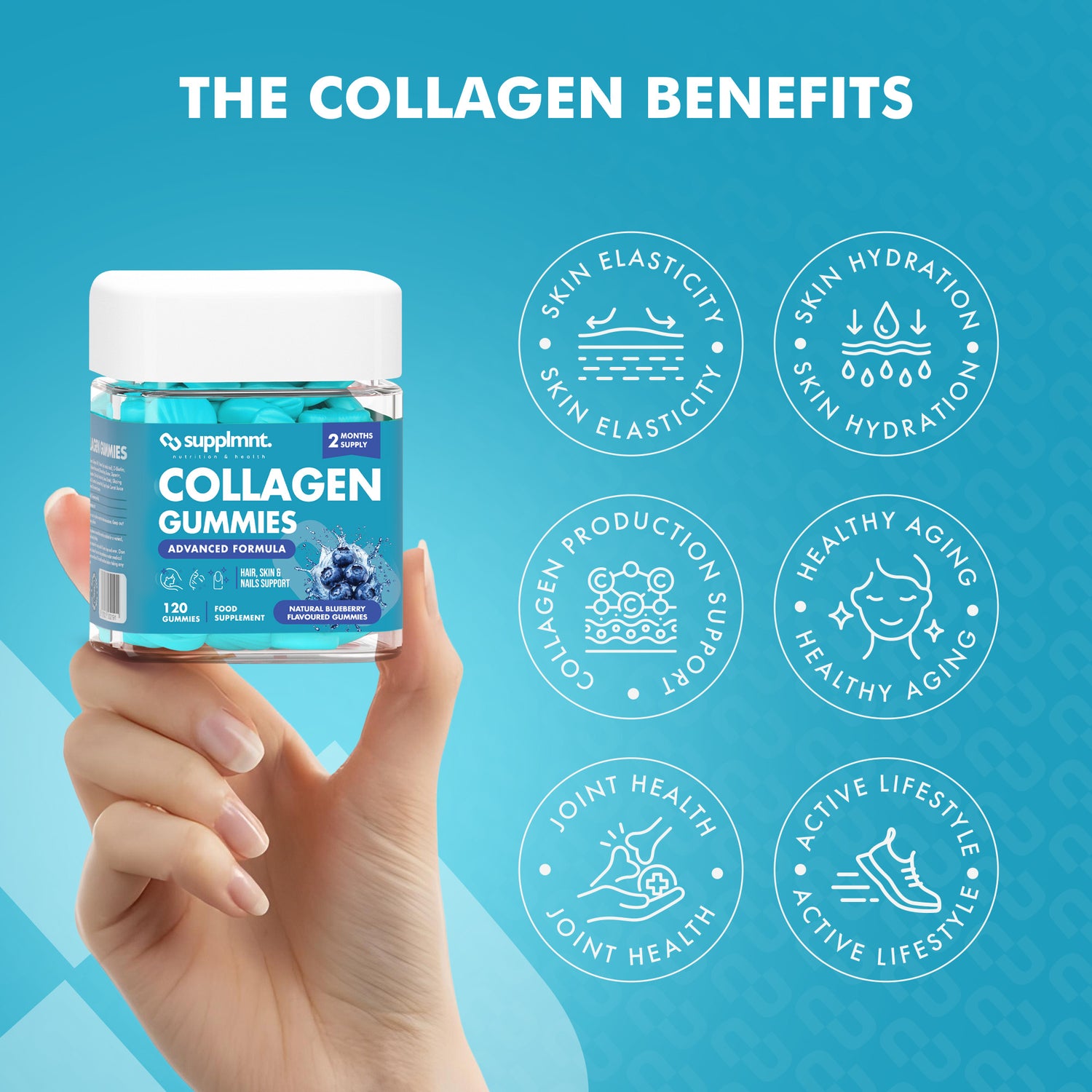 Collagen 4 Months Bundle - 2 x Blueberry Marine Collagen Gummies with Biotin, Hyaluronic Acid & Vitamin C - supplmnt