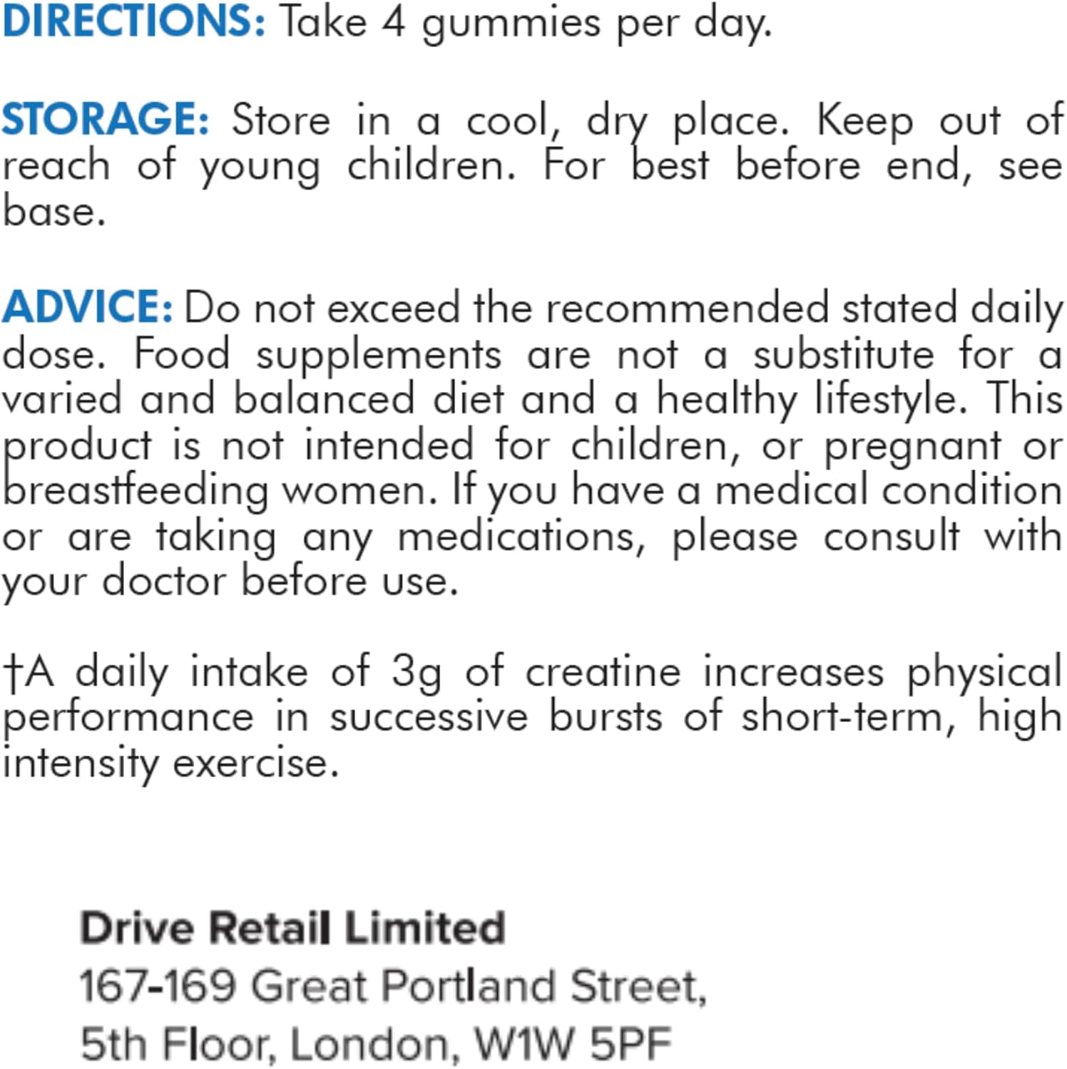 Supplmnt. Creatine Gummies with Electrolytes Blueberry Flavour