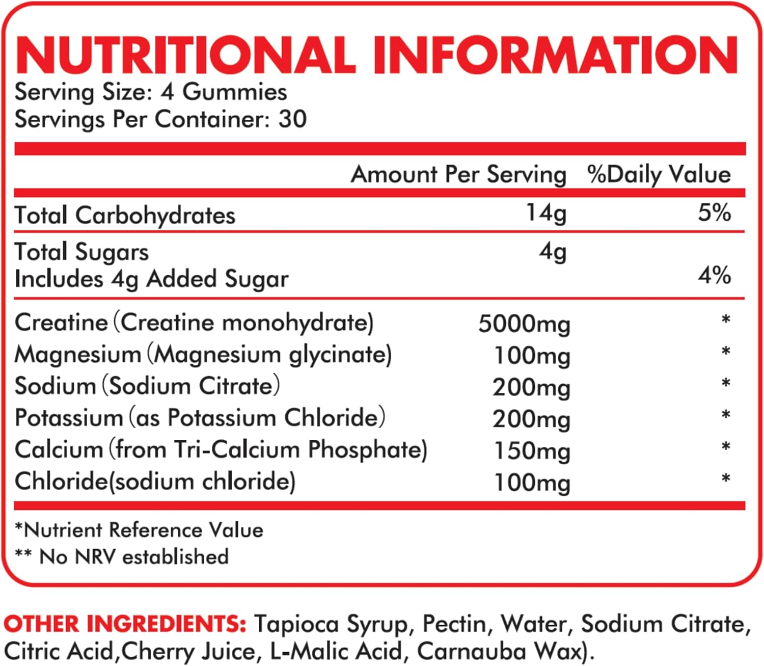 Supplmnt. Creatine Gummies with Electrolytes Cherry Flavour