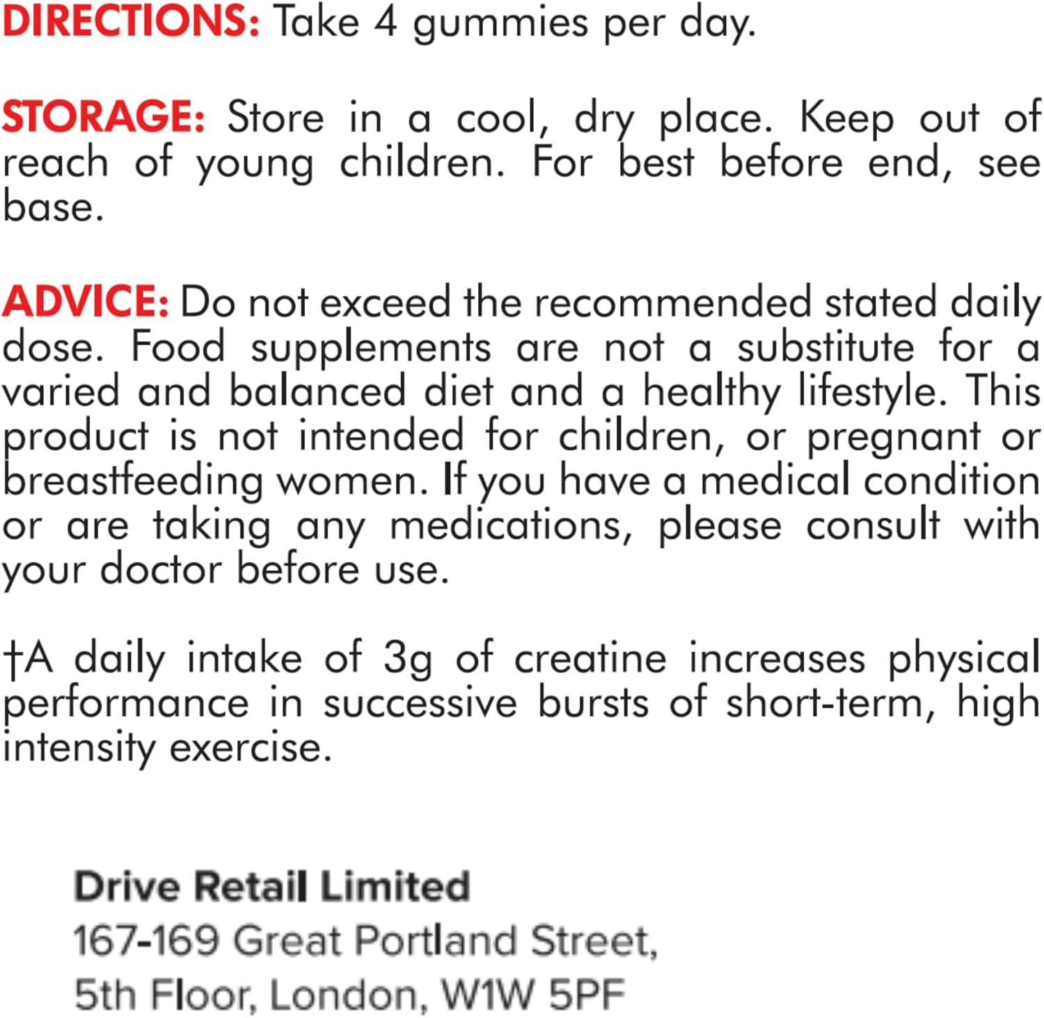 Supplmnt. Creatine Gummies with Electrolytes Cherry Flavour