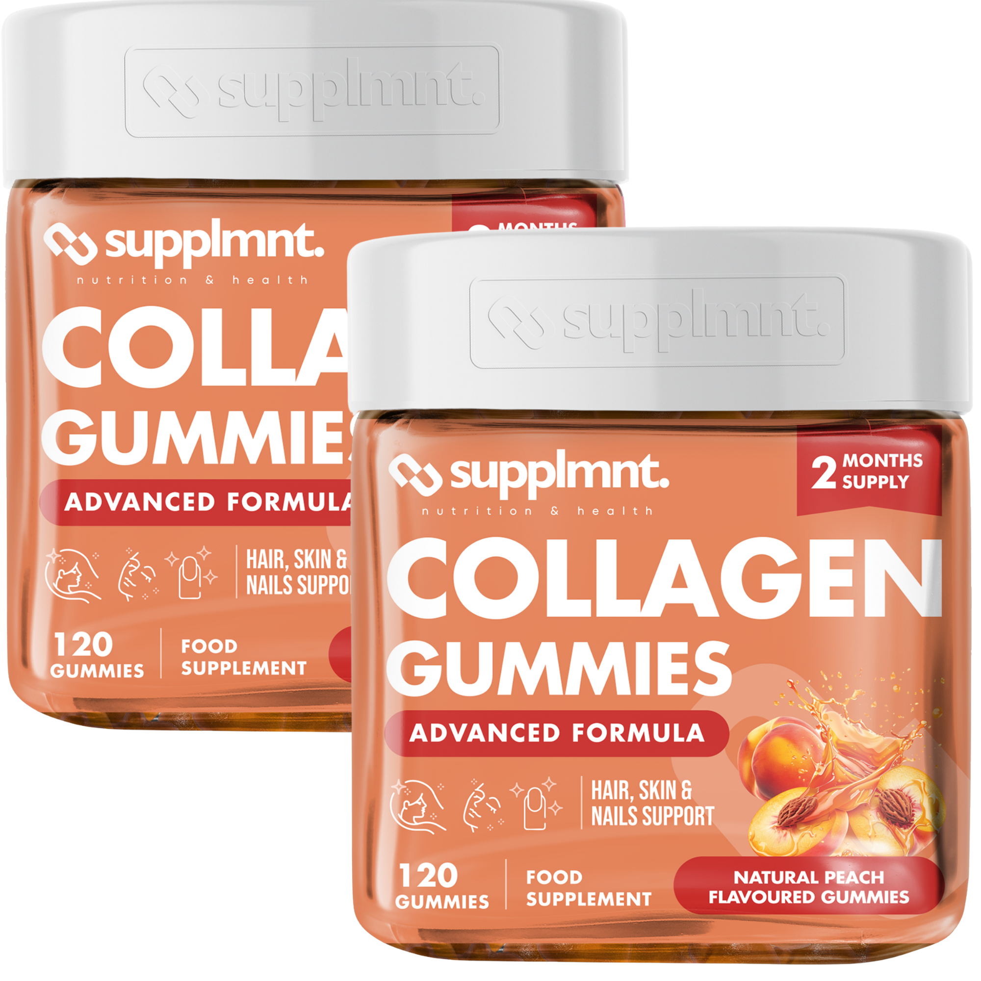 Supplmnt. Marine Collagen Peach Gummies 120 Days - supplmnt