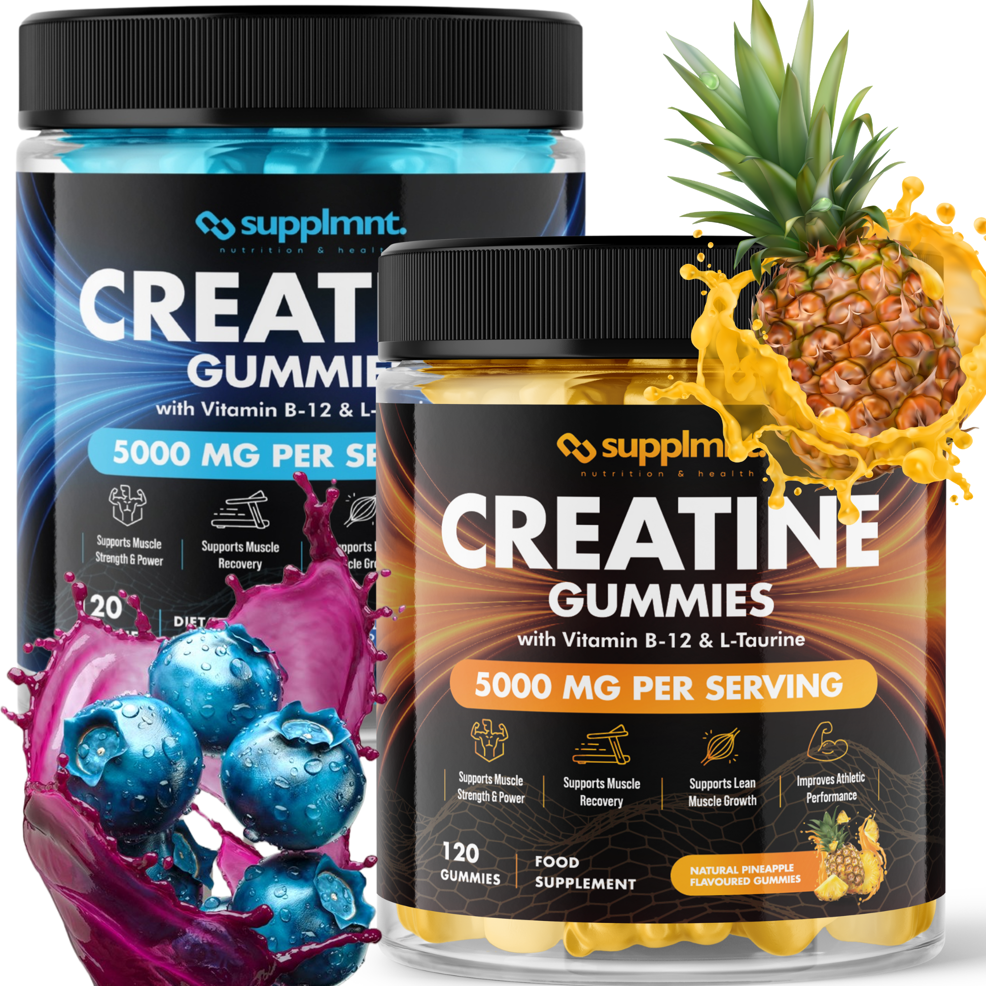 Supplmnt. Creatine Blueberry and Pineapple Gummies 60 Days