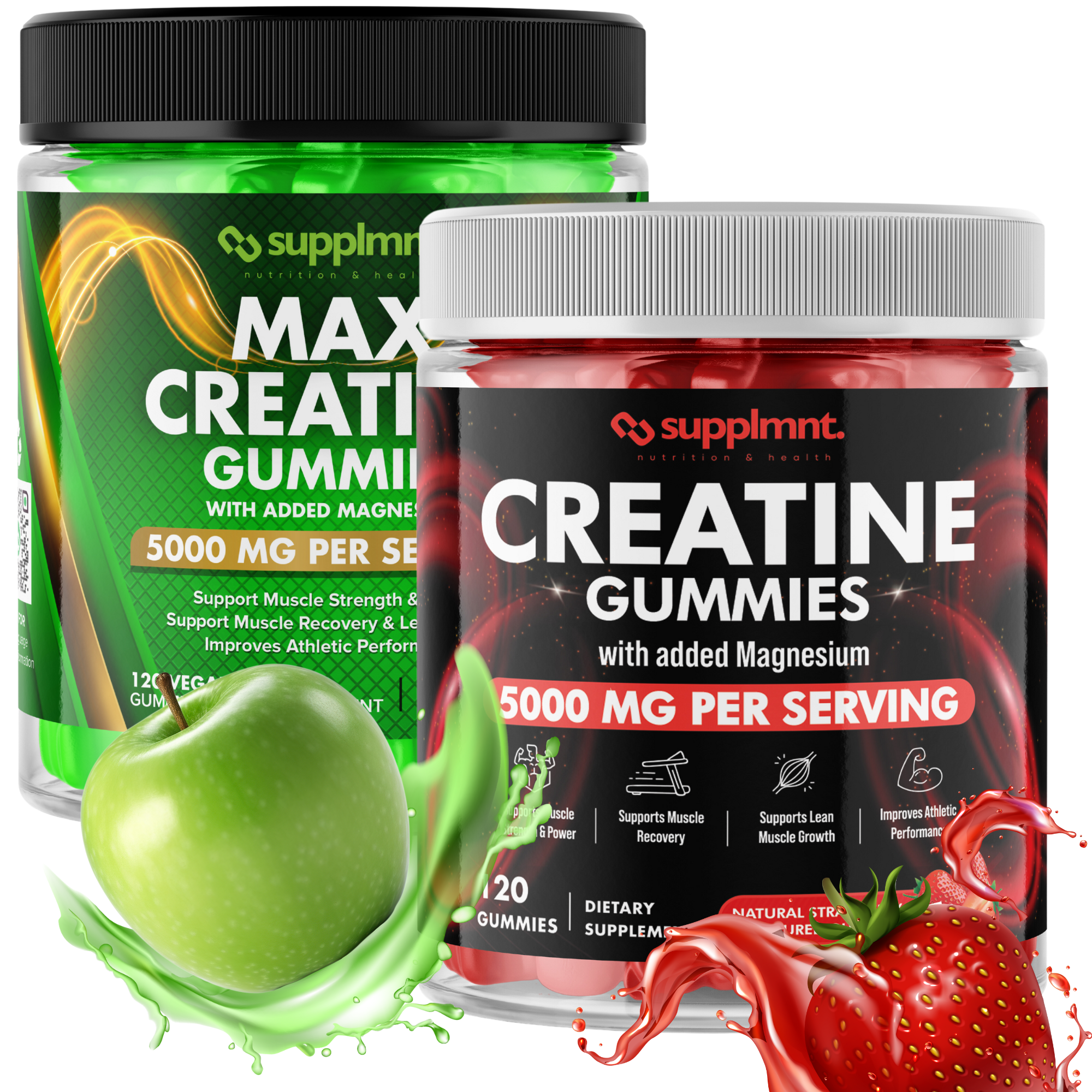 Supplmnt. Creatine Magnesium Apple & Strawberry Gummies 60 Days