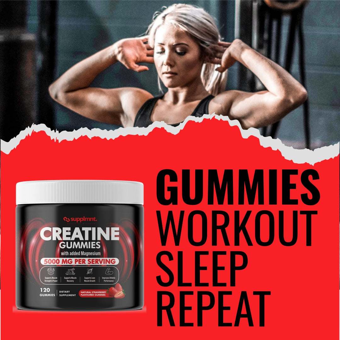 Creatine Gummies 5000mg Plus Magnesium Strawberry Flavour 1 Month Supply - supplmnt