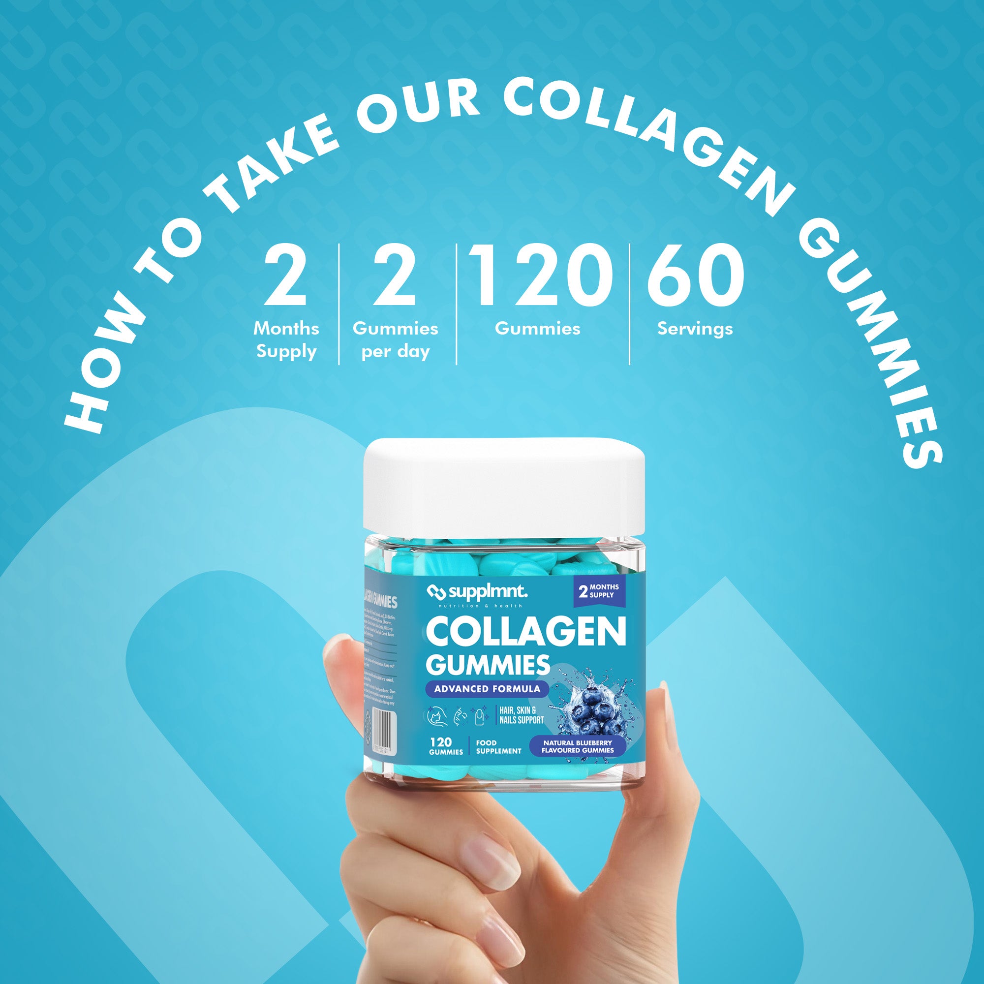 Collagen 4 Months Bundle - 2 x Blueberry Marine Collagen Gummies with Biotin, Hyaluronic Acid & Vitamin C - supplmnt
