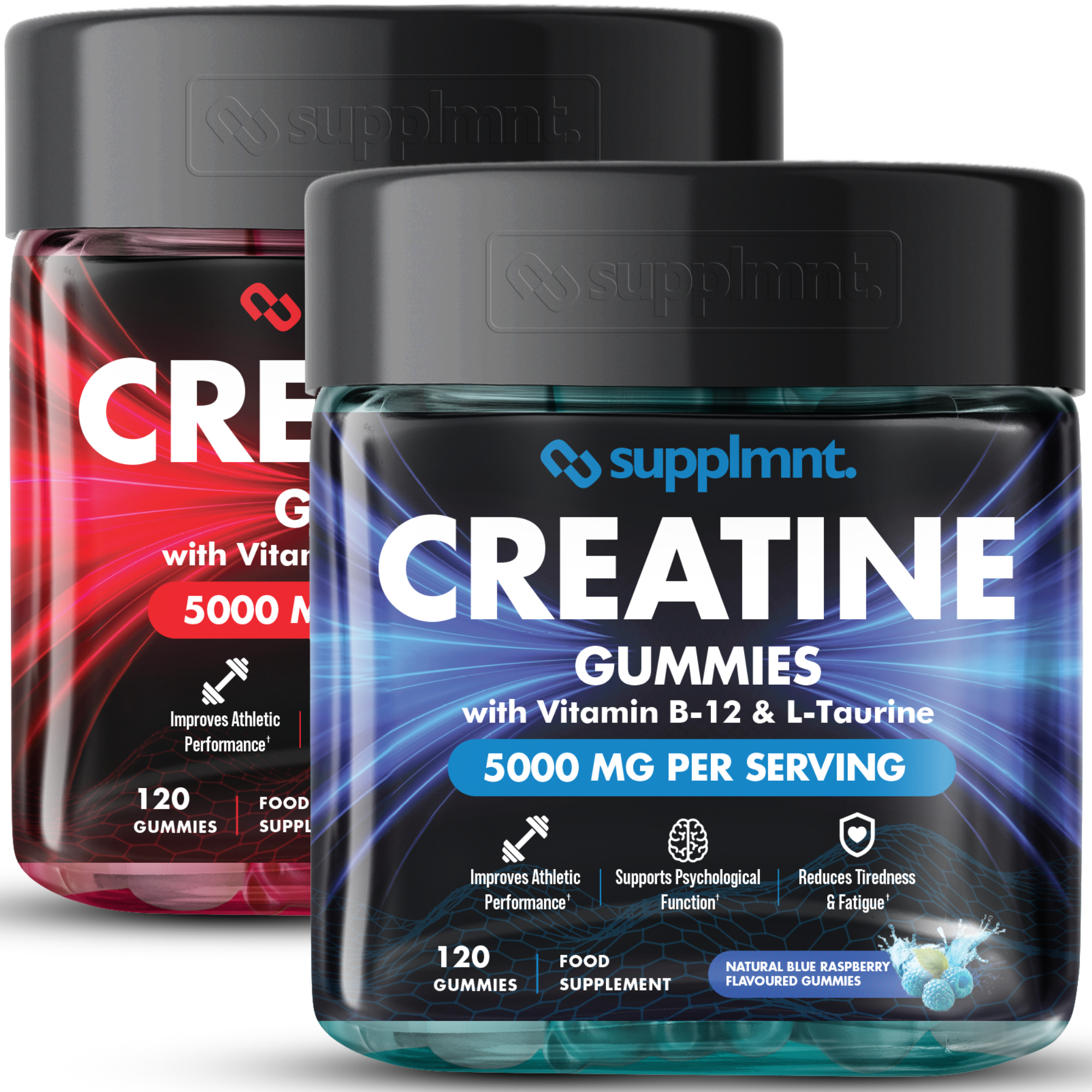 Supplmnt. Creatine Strawberry and Blue Raspberry Gummies 60 Days