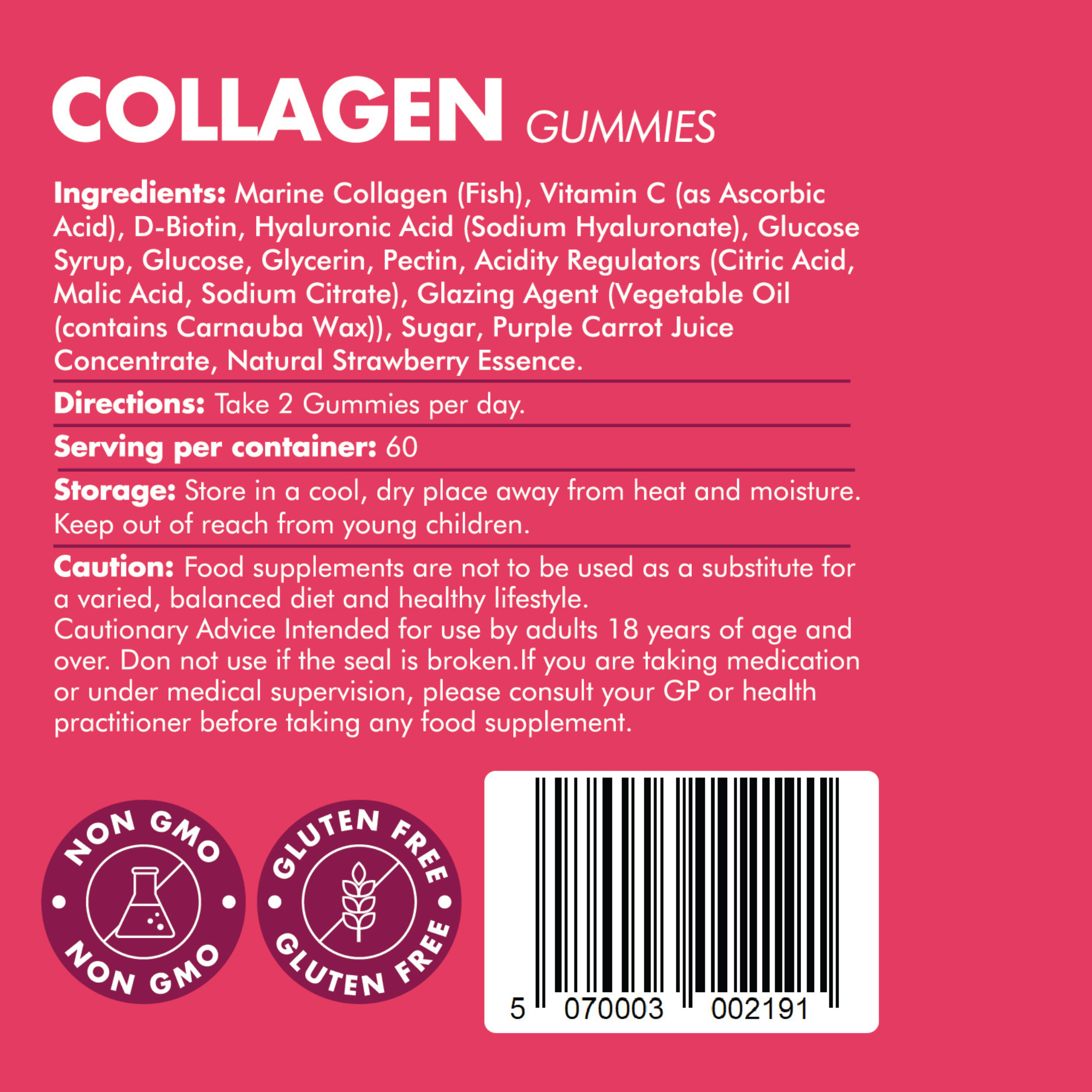 Collagen 4 Months Bundle - 2 x Strawberry Marine Collagen Gummies with Biotin, Hyaluronic Acid & Vitamin C - supplmnt
