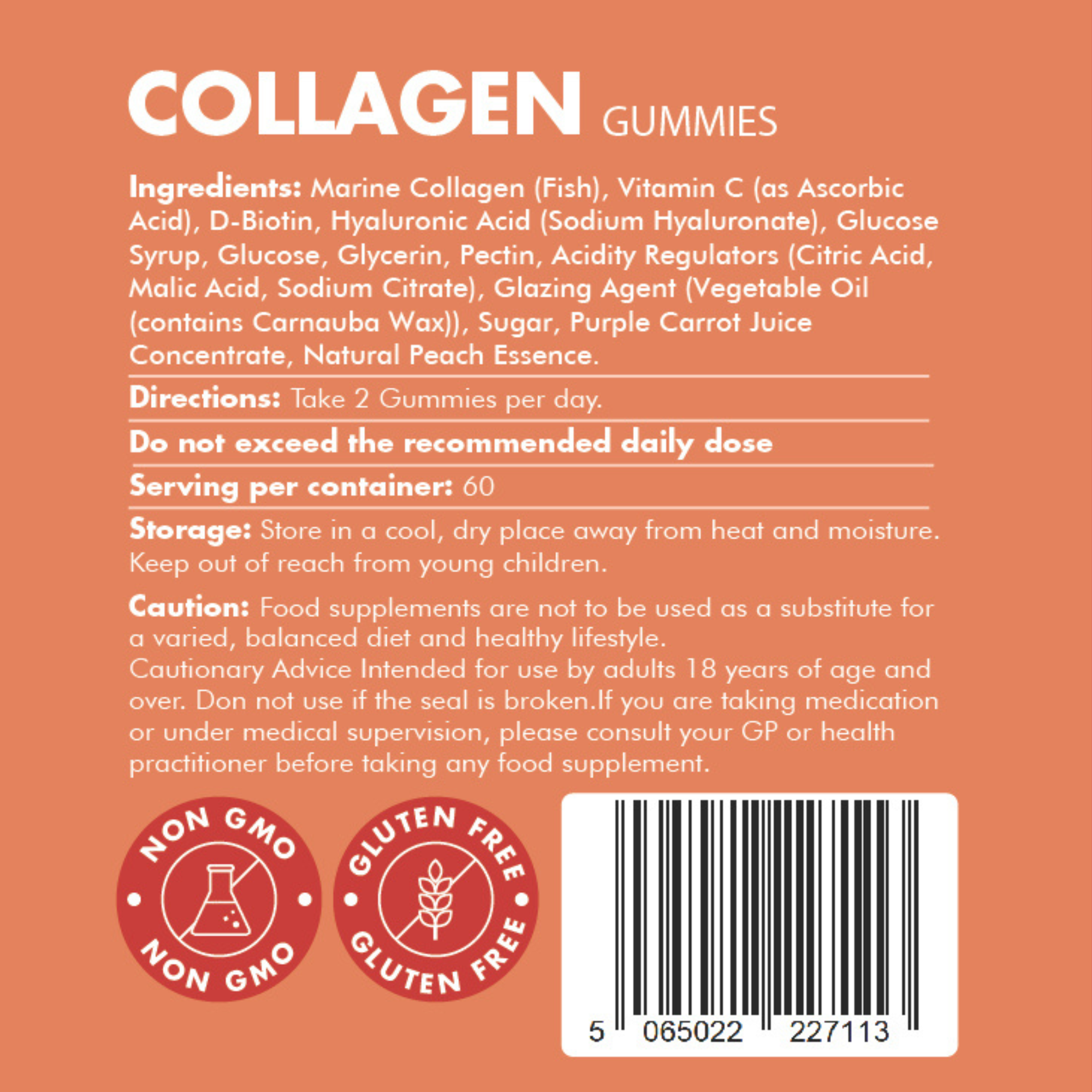 Collagen 4 Months Bundle - 2 x Peach Marine Collagen Gummies with Biotin, Hyaluronic Acid & Vitamin C - supplmnt