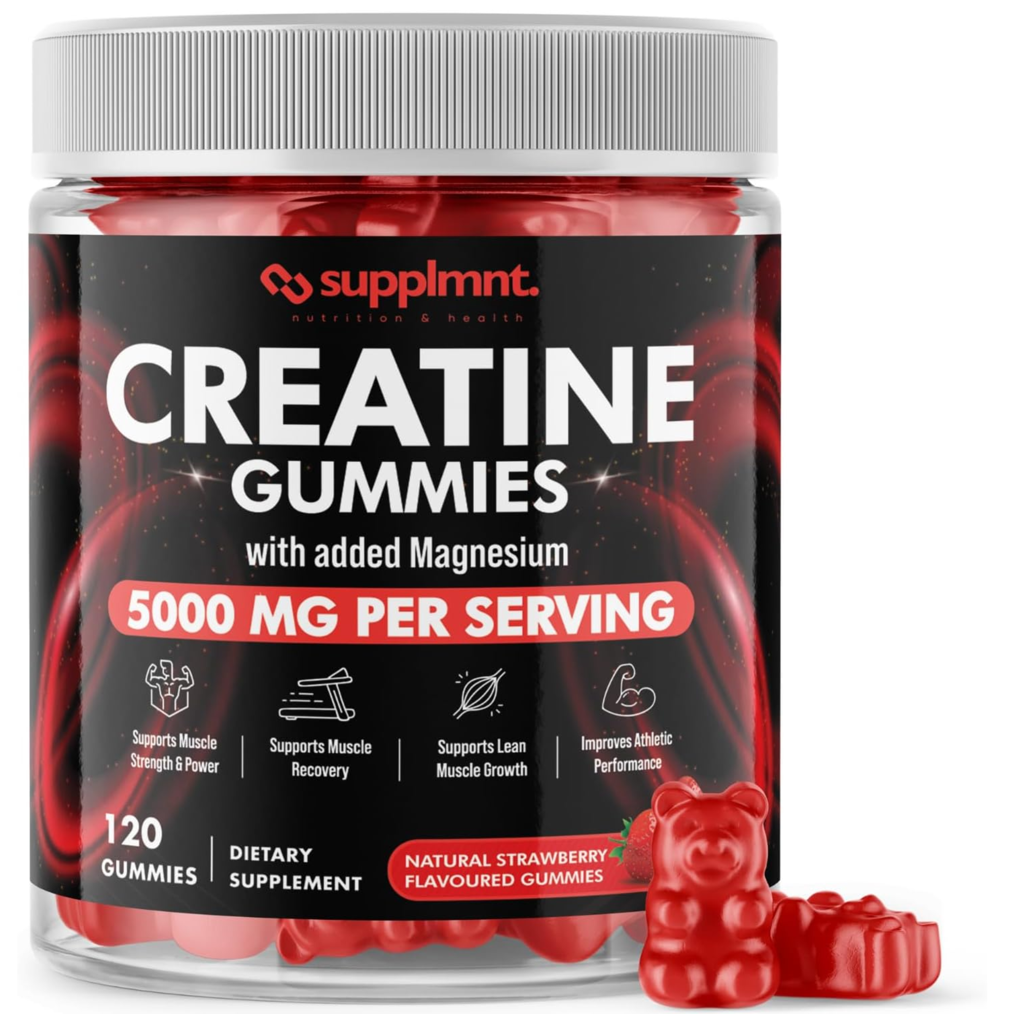 Creatine Gummies 5000mg Plus Magnesium Strawberry Flavour 1 Month Supply - supplmnt