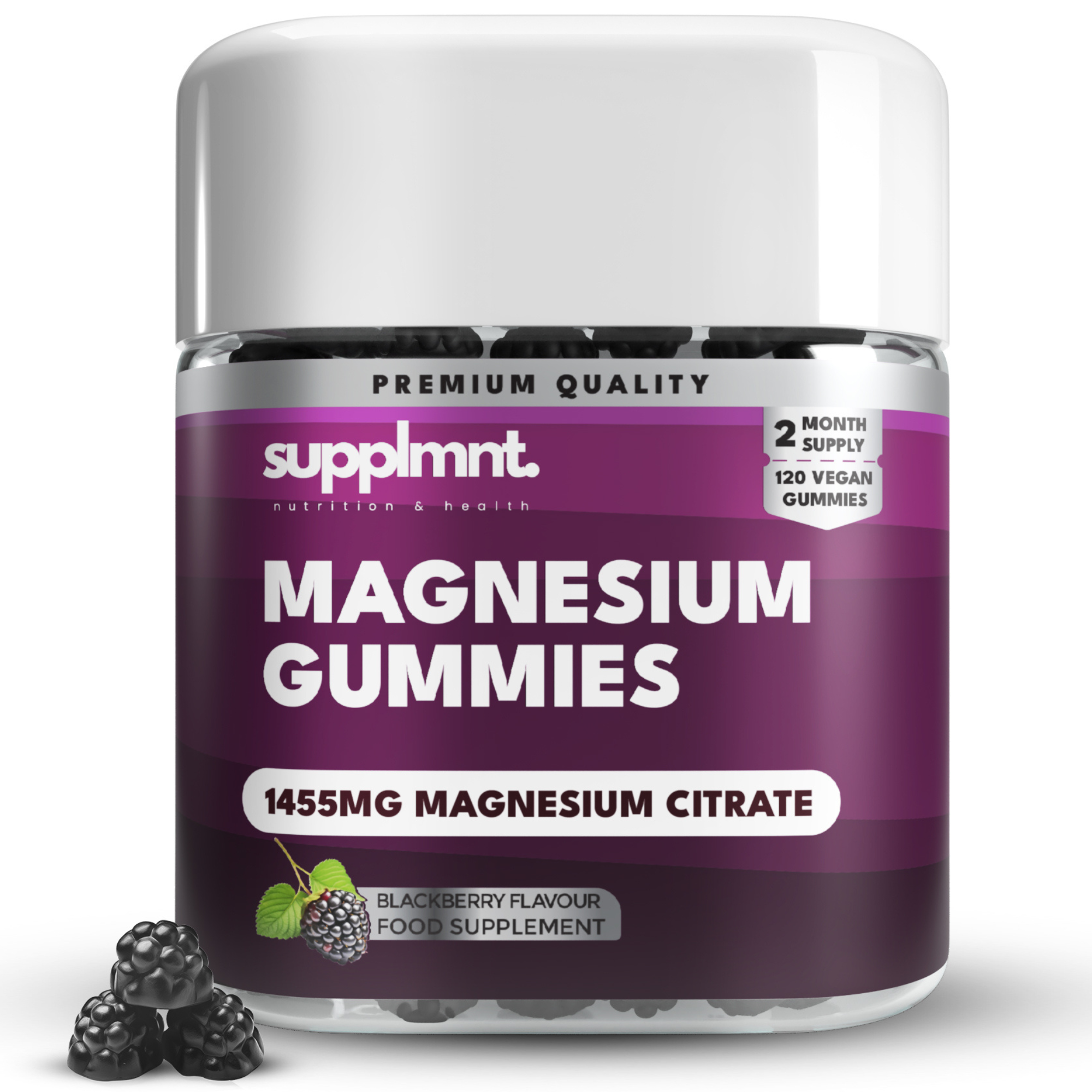 Magnesium Gummies for Adults- 1455mg Magnesium Citrate - Blackberry Magnesium Supplement  2-Months Supply - supplmnt